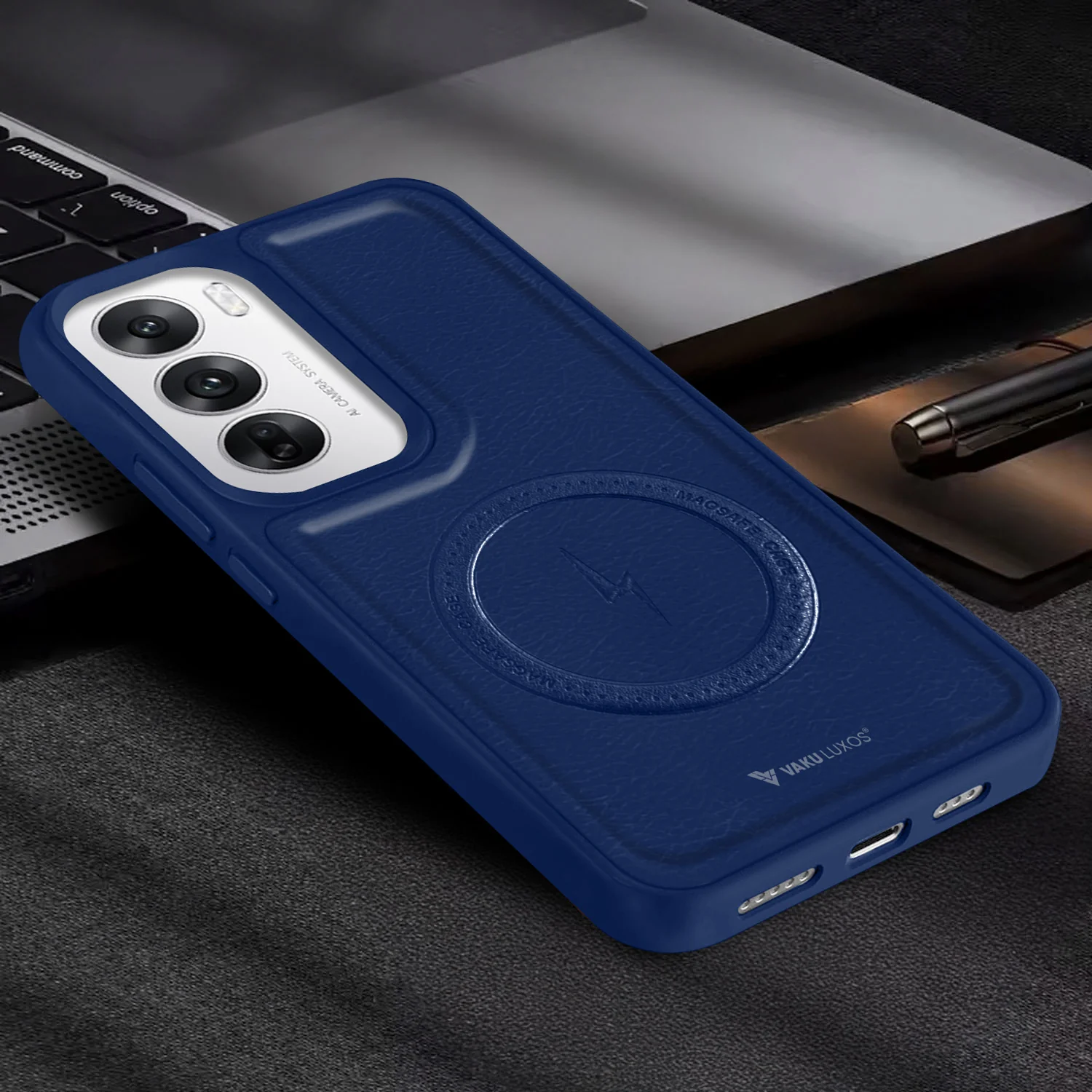 Vaku ® Oppo Reno12 Pro Maxtron Leather Stitched Magnetic Magsafe Back Cover - Image 8