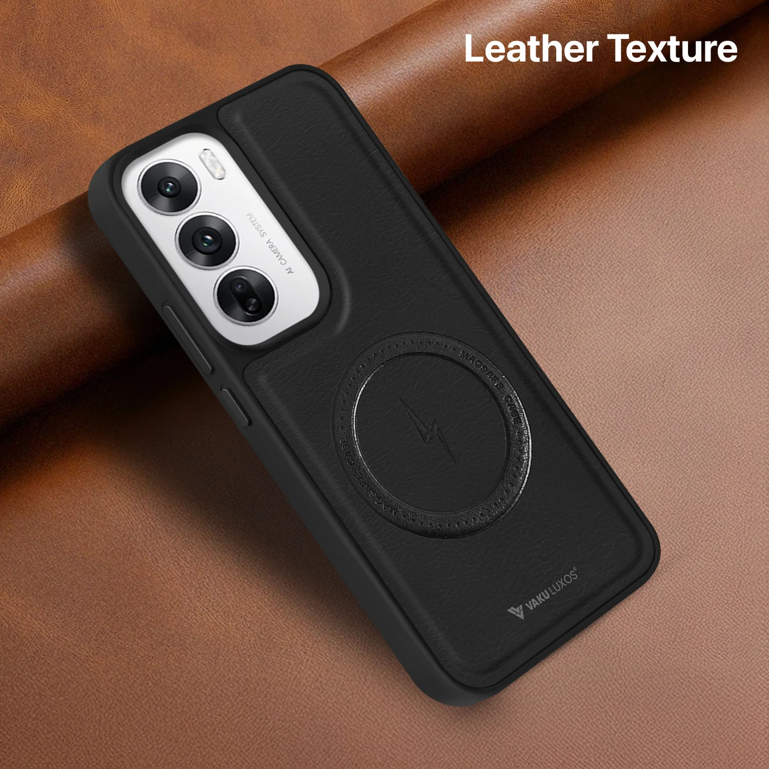 Vaku ® Oppo Reno12 Pro Maxtron Leather Stitched Magnetic Magsafe Back Cover - Image 9