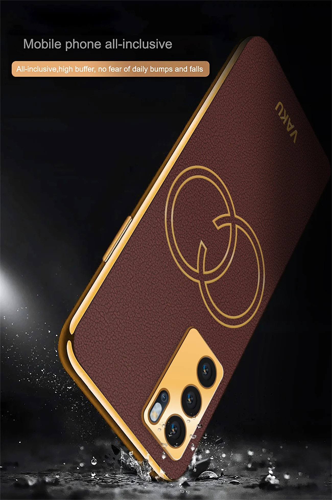 Vaku® Oppo Reno6 5G Skylar Leather Pattern Gold Electroplated Soft TPU Back Cover - Image 14