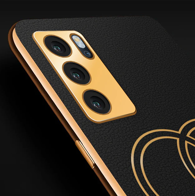 Vaku® Oppo Reno6 5G Skylar Leather Pattern Gold Electroplated Soft TPU Back Cover - Image 2