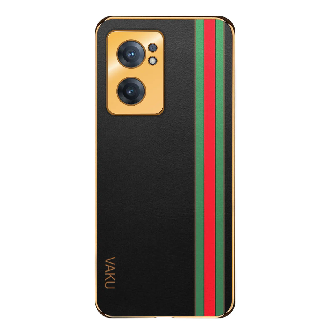 Vaku® Oppo Reno7 5G Felix Line Leather Stitched Gold Electroplated Soft TPU Back Cover Case - Image 7
