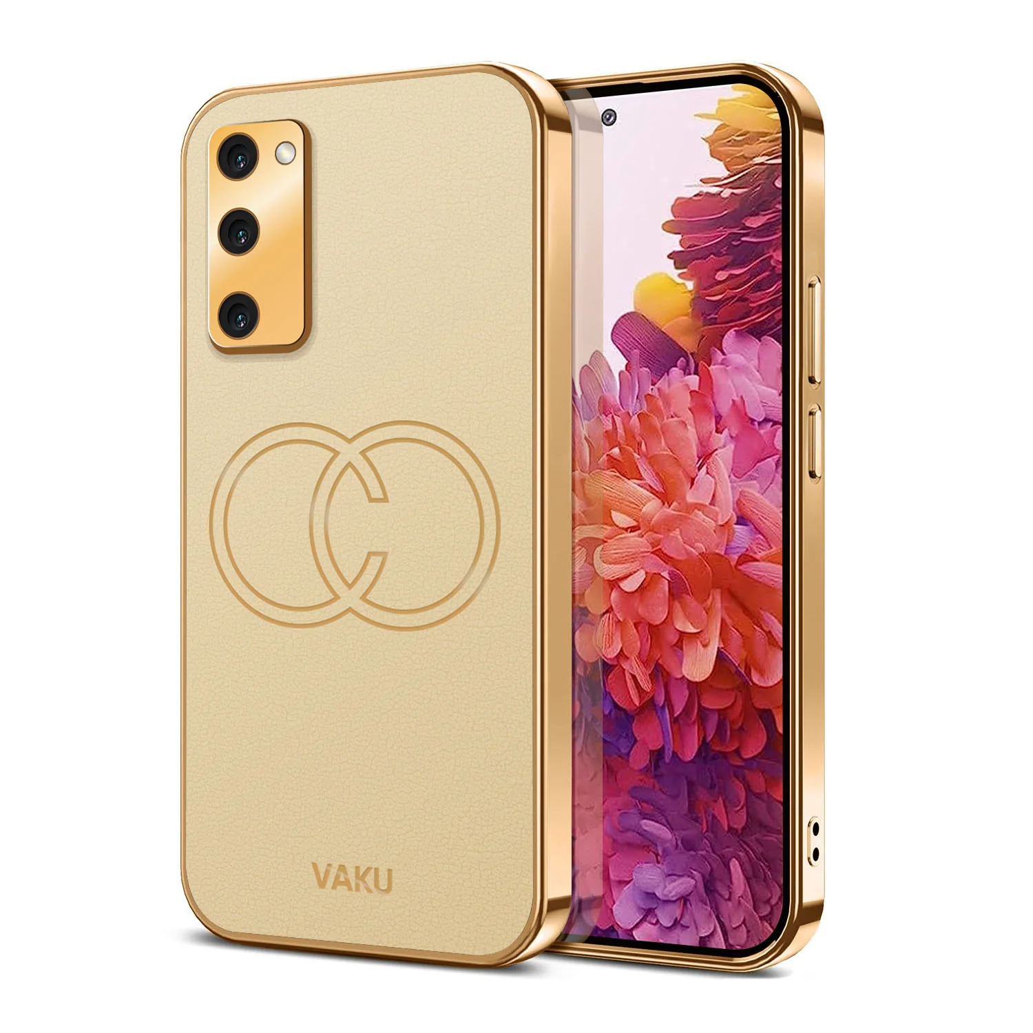 Vaku® Samsung Galaxy S20 FE Skylar Leather Pattern Gold Electroplated Soft TPU Back Cover - Image 10