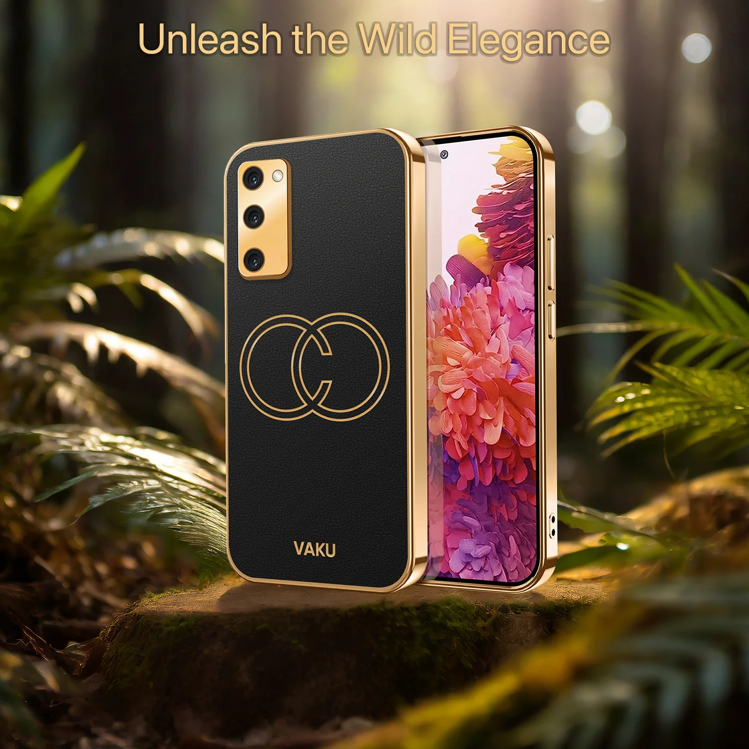 Vaku® Samsung Galaxy S20 FE Skylar Leather Pattern Gold Electroplated Soft TPU Back Cover - Image 11