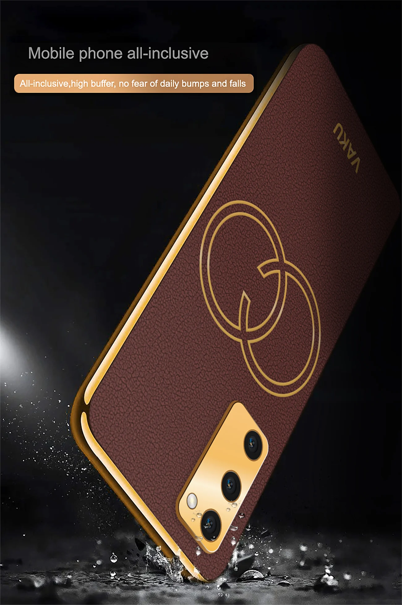 Vaku® Samsung Galaxy S20 FE Skylar Leather Pattern Gold Electroplated Soft TPU Back Cover - Image 12