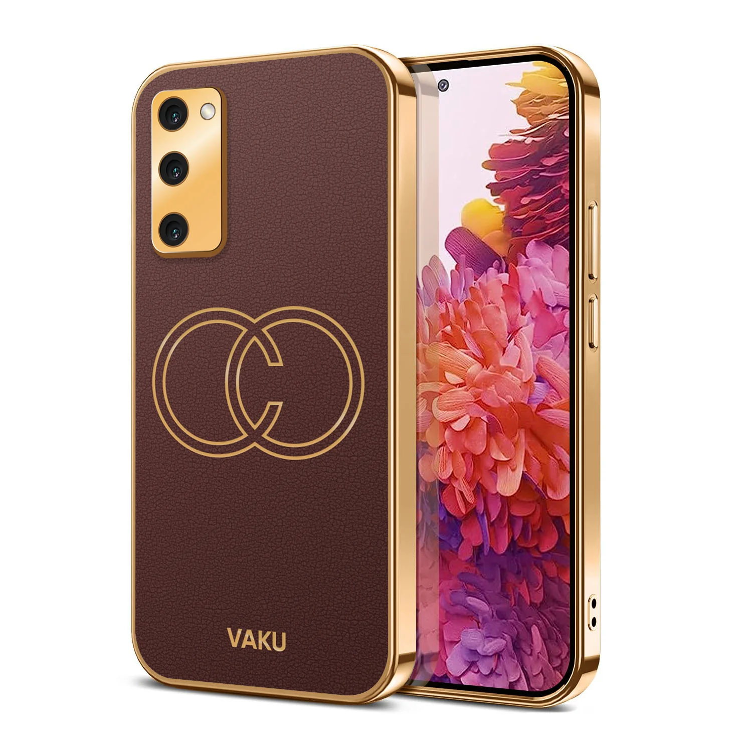 Vaku® Samsung Galaxy S20 FE Skylar Leather Pattern Gold Electroplated Soft TPU Back Cover - Image 15