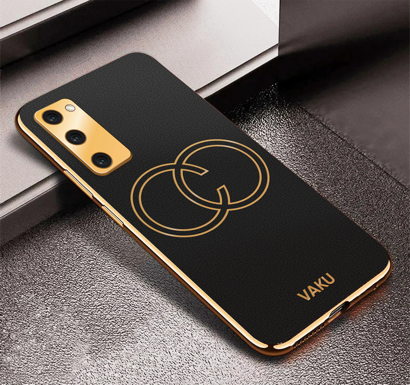Vaku® Samsung Galaxy S20 FE Skylar Leather Pattern Gold Electroplated Soft TPU Back Cover - Image 17