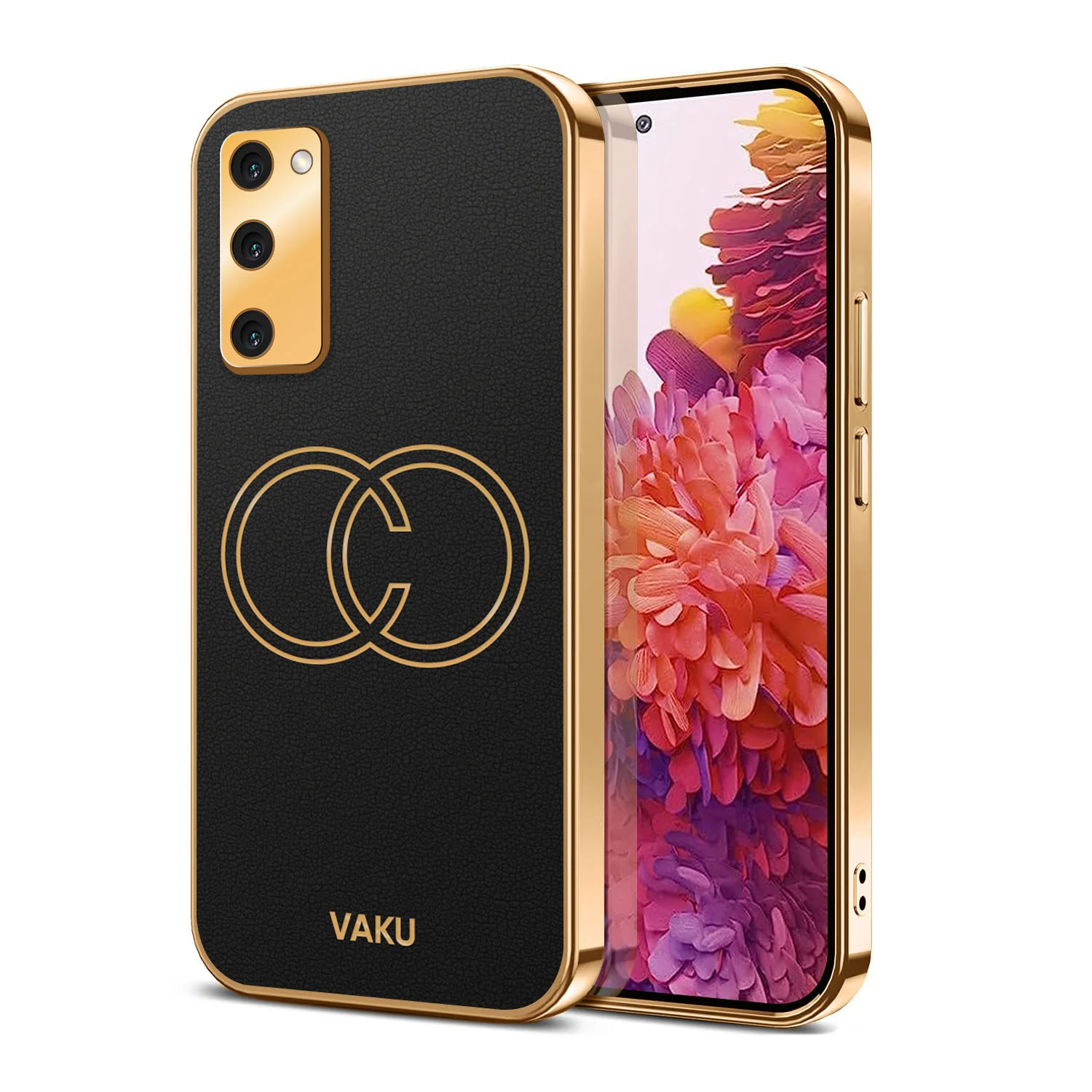 Vaku® Samsung Galaxy S20 FE Skylar Leather Pattern Gold Electroplated Soft TPU Back Cover - Image 4