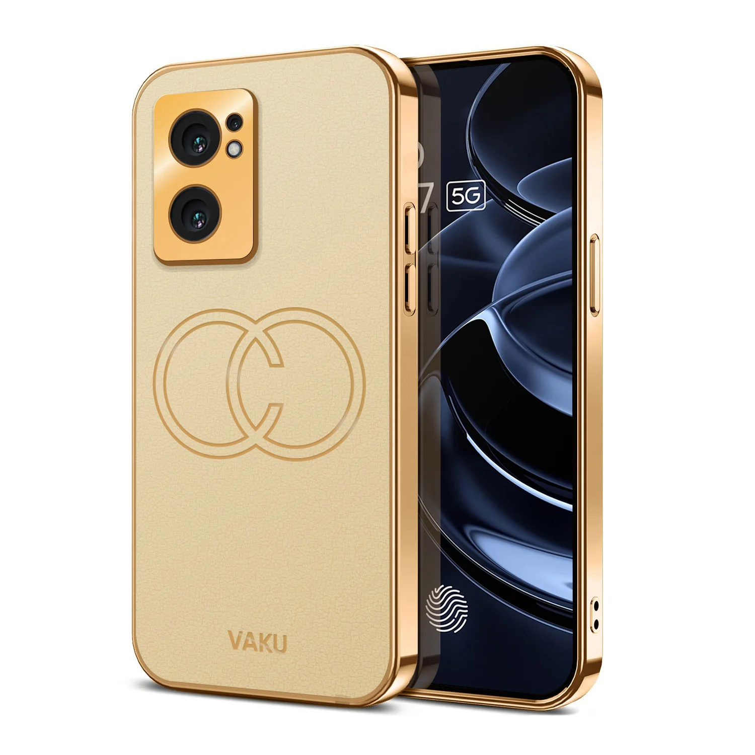Vaku® Oppo Reno7 5G Skylar Leather Pattern Gold Electroplated Soft TPU Back Cover - Image 11