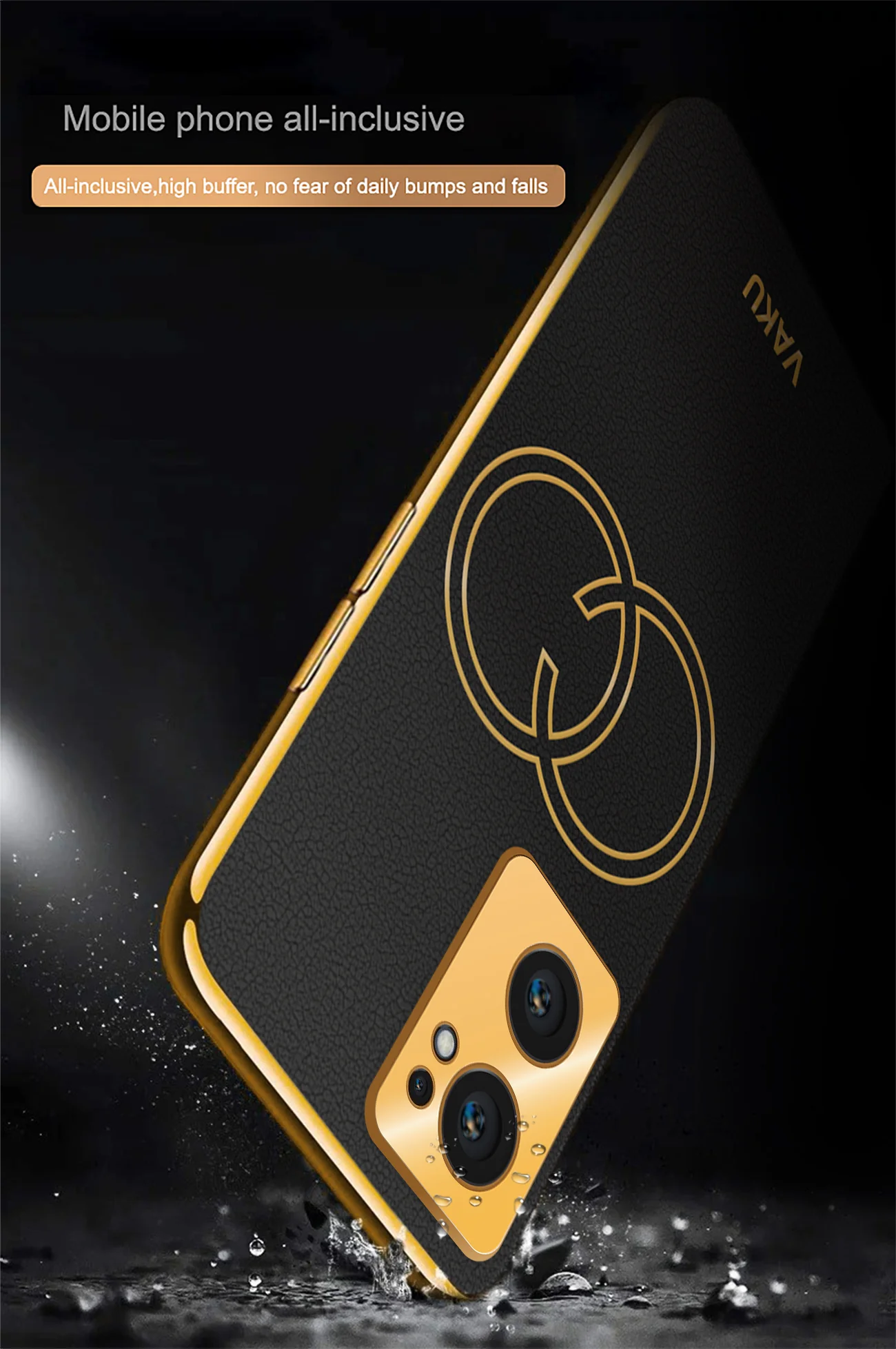 Vaku® Oppo Reno7 5G Skylar Leather Pattern Gold Electroplated Soft TPU Back Cover - Image 13