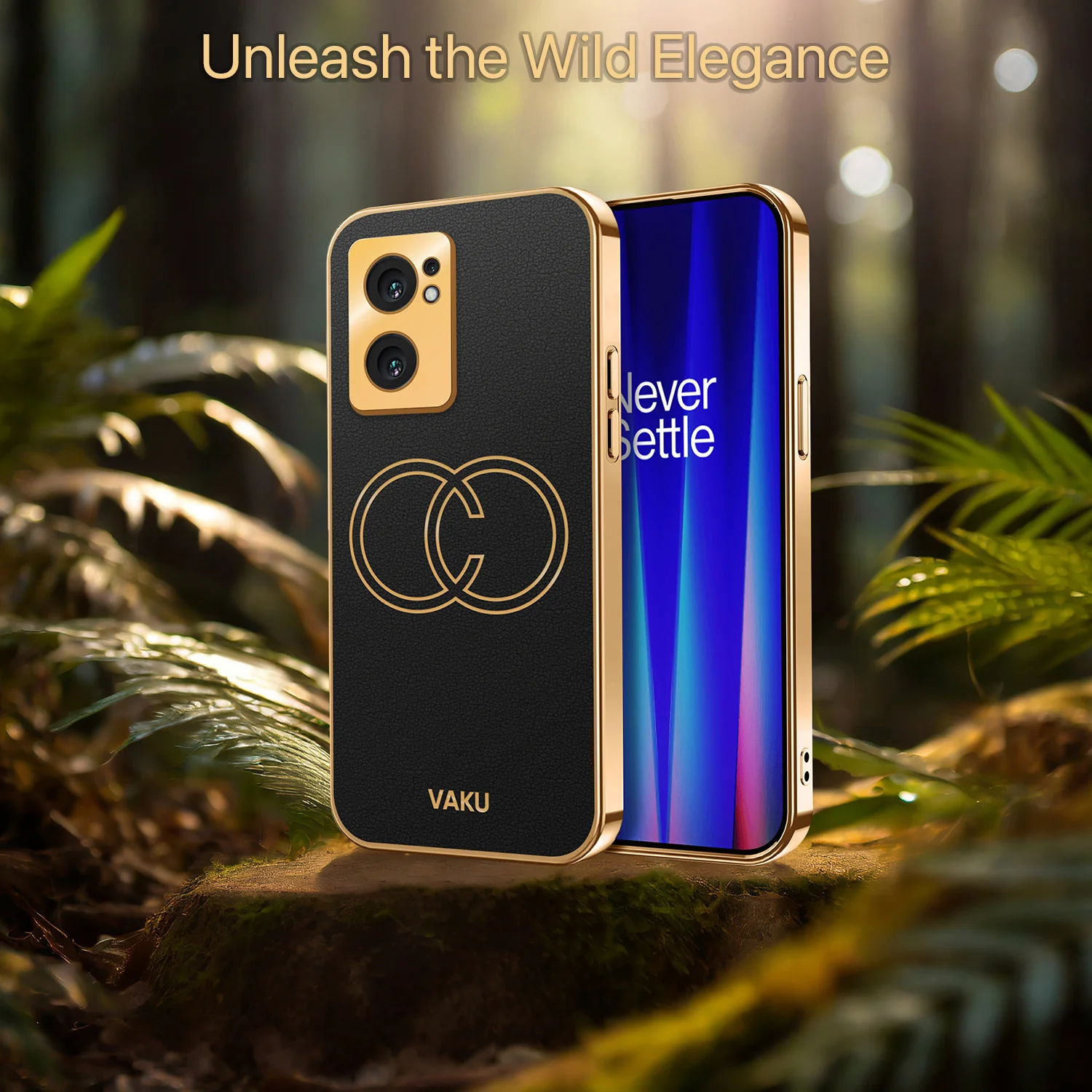 Vaku® Oppo Reno7 5G Skylar Leather Pattern Gold Electroplated Soft TPU Back Cover - Image 14