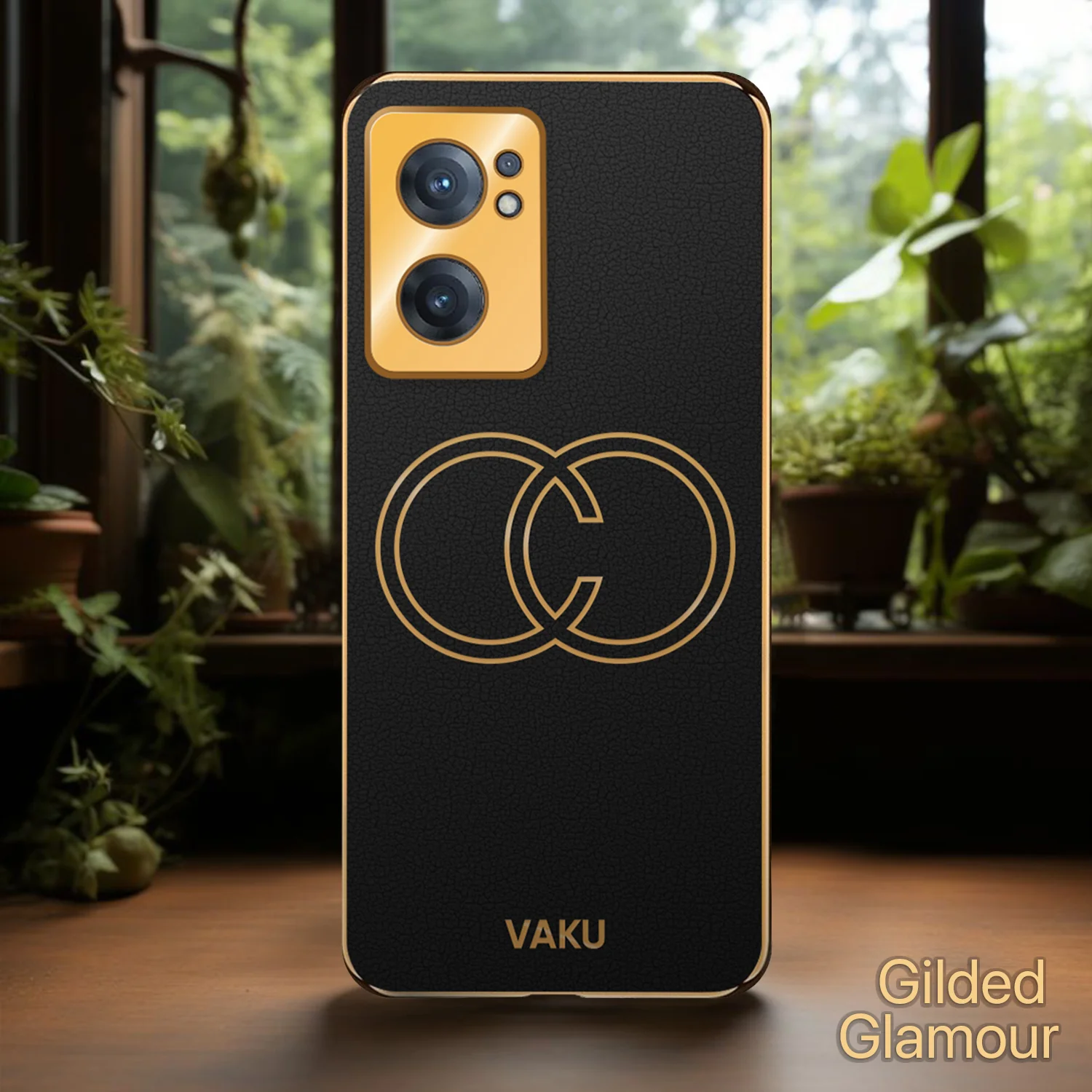 Vaku® Oppo Reno7 5G Skylar Leather Pattern Gold Electroplated Soft TPU Back Cover - Image 15