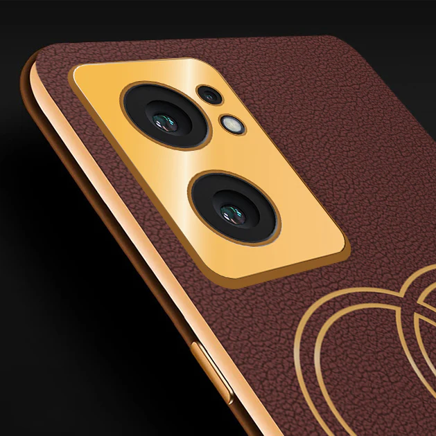 Vaku® Oppo Reno7 5G Skylar Leather Pattern Gold Electroplated Soft TPU Back Cover - Image 2