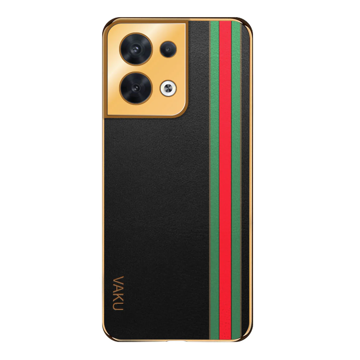 Vaku® Oppo Reno8 5G Felix Line Leather Stitched Gold Electroplated Soft TPU Back Cover Case - Image 11