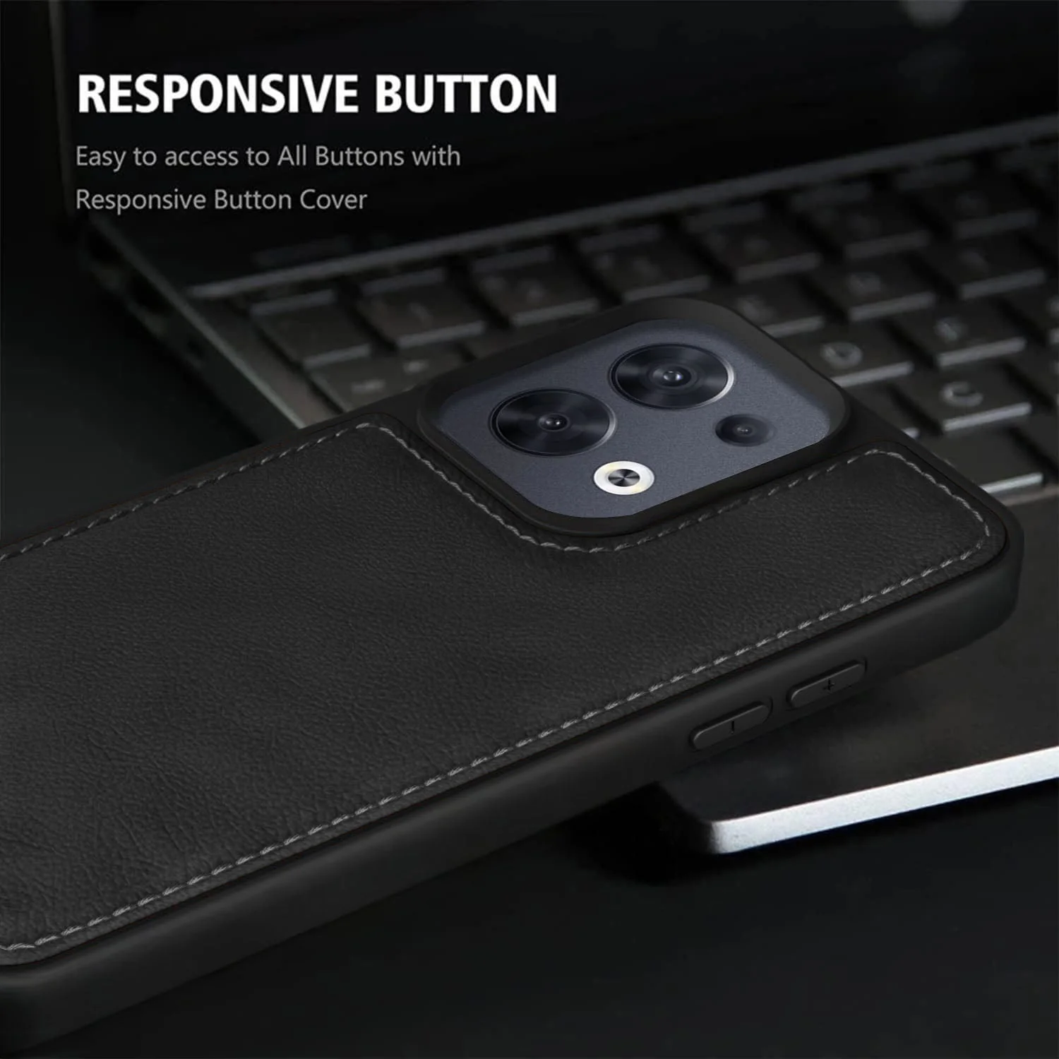 Vaku ® Oppo Reno8 5G Luxe Premium Leather Stitched Protective Back Cover - Image 11