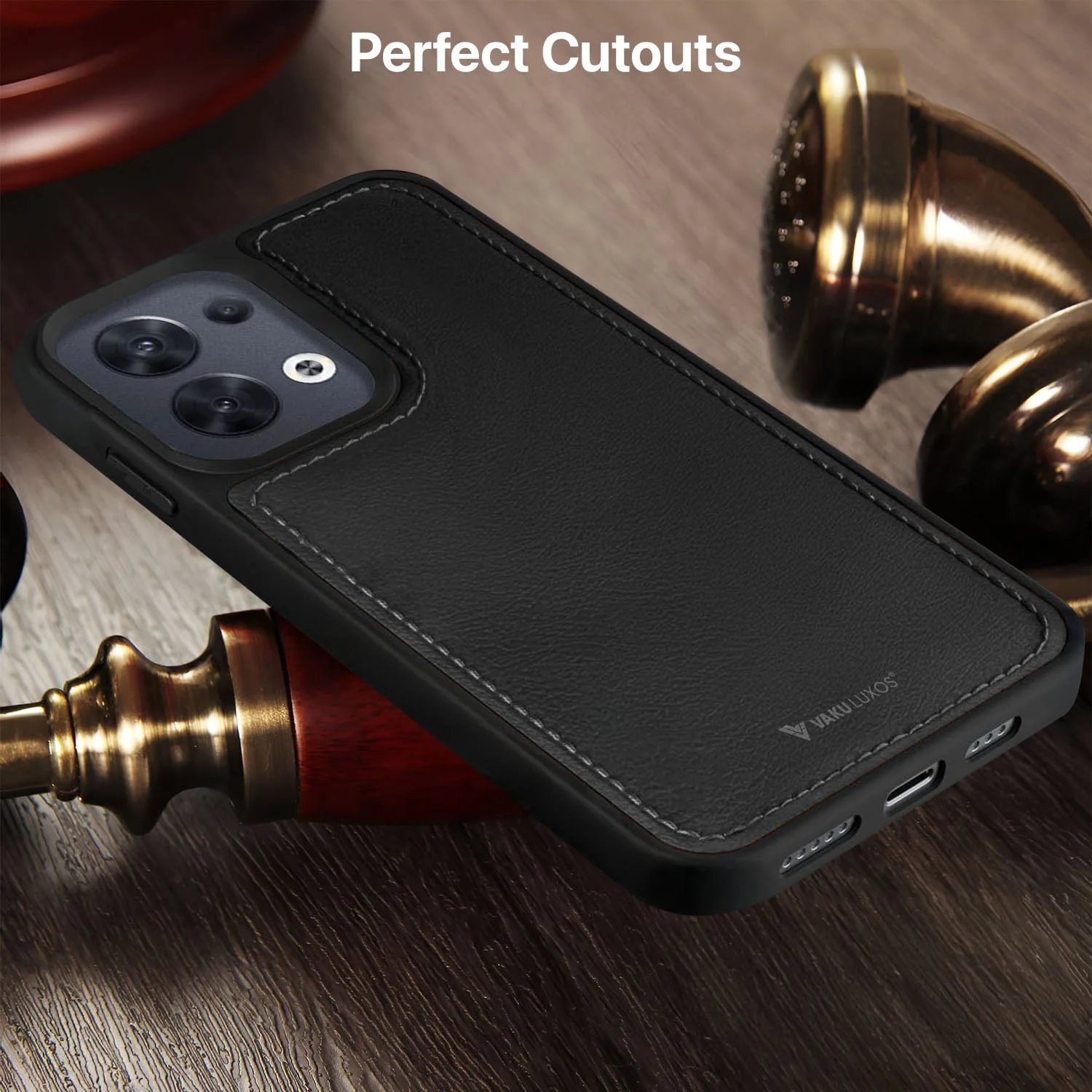 Vaku ® Oppo Reno8 5G Luxe Premium Leather Stitched Protective Back Cover - Image 12