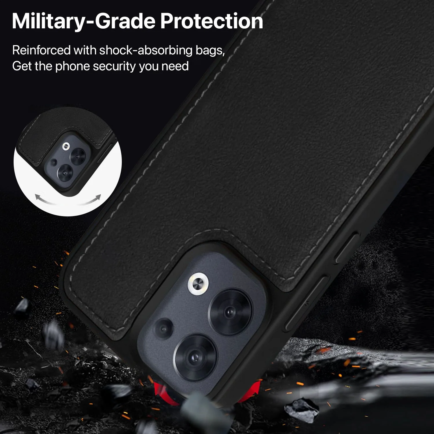 Vaku ® Oppo Reno8 5G Luxe Premium Leather Stitched Protective Back Cover - Image 13