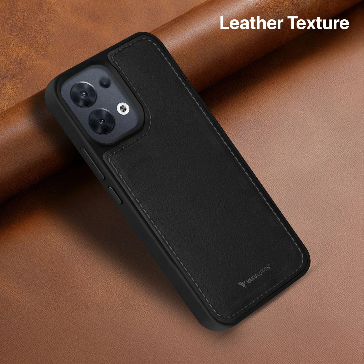 Vaku ® Oppo Reno8 5G Luxe Premium Leather Stitched Protective Back Cover - Image 4