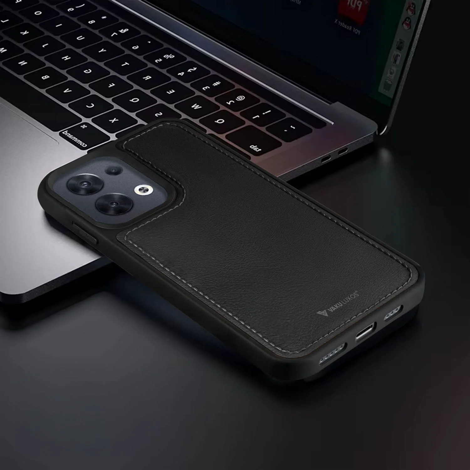 Vaku ® Oppo Reno8 5G Luxe Premium Leather Stitched Protective Back Cover - Image 9