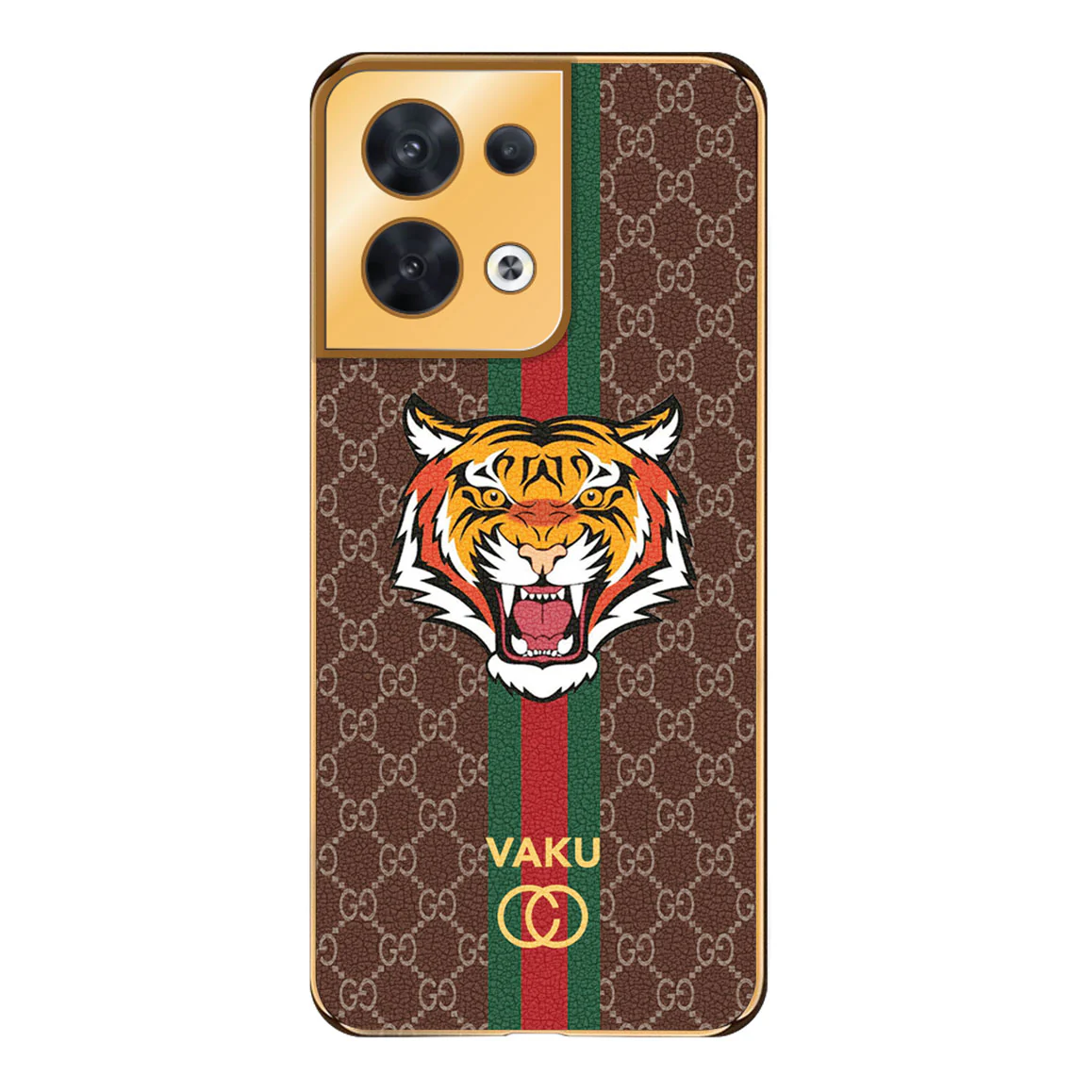 Vaku® Oppo Reno8 5G Lynx Designer Leather Pattern Gold Electroplated Soft TPU Back Cover Case - Image 9