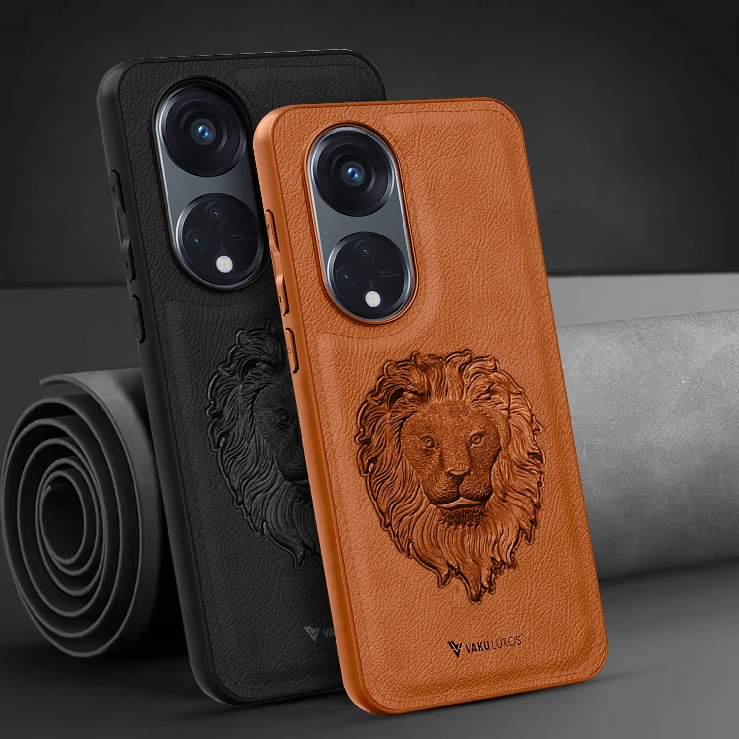 Vaku ® Oppo Reno8T 5G Lion Embossed Luxury Designer Leather Back Cover - Image 10