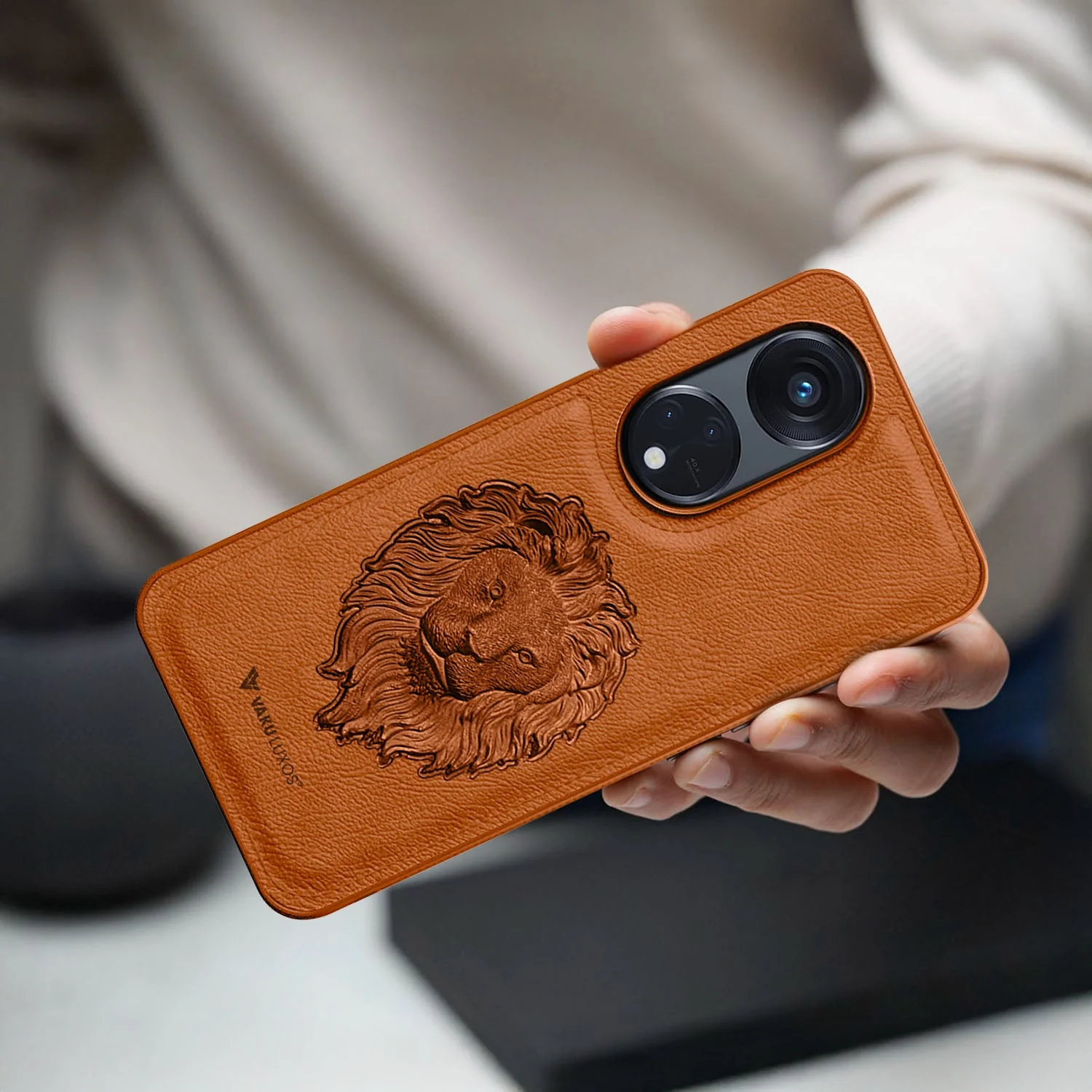 Vaku ® Oppo Reno8T 5G Lion Embossed Luxury Designer Leather Back Cover - Image 12