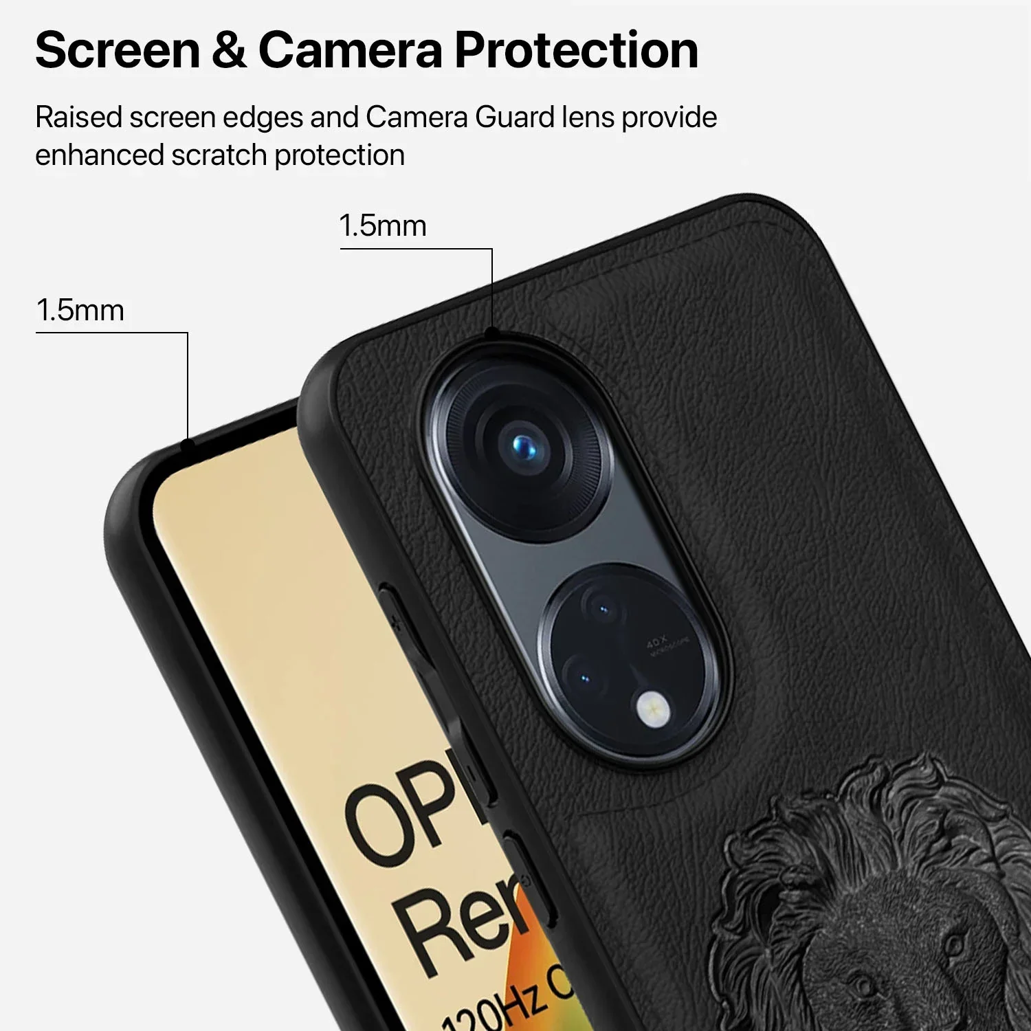 Vaku ® Oppo Reno8T 5G Lion Embossed Luxury Designer Leather Back Cover - Image 3