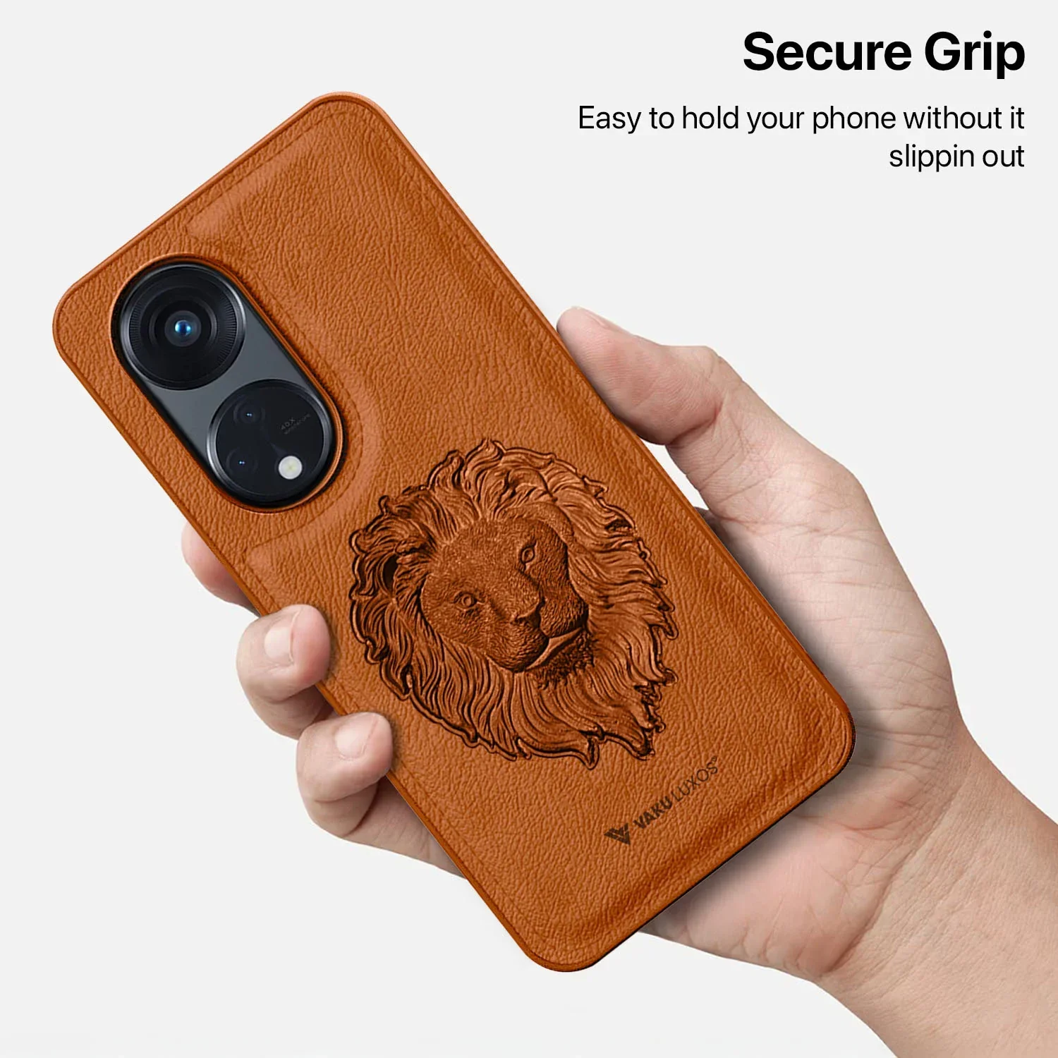 Vaku ® Oppo Reno8T 5G Lion Embossed Luxury Designer Leather Back Cover - Image 6
