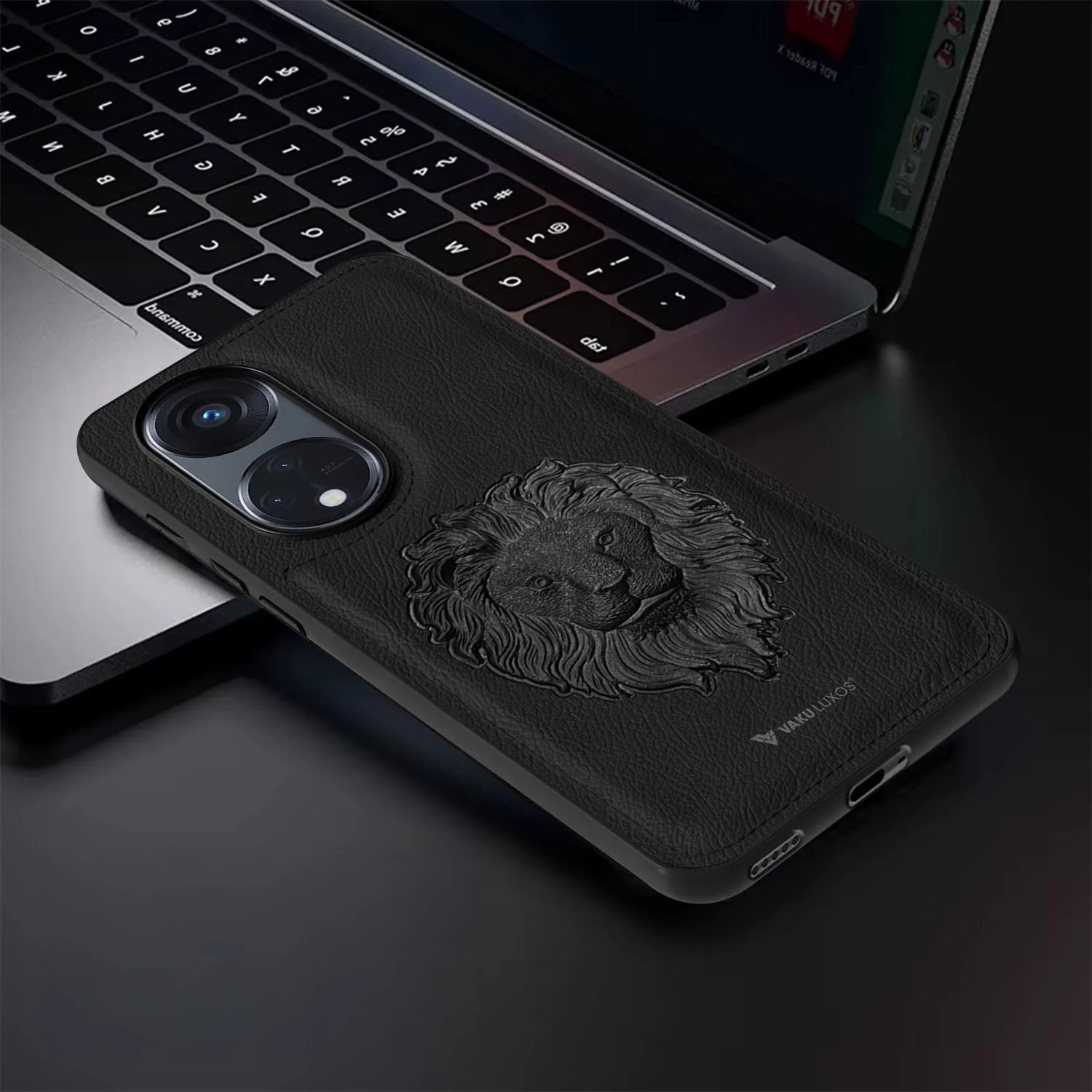 Vaku ® Oppo Reno8T 5G Lion Embossed Luxury Designer Leather Back Cover - Image 9