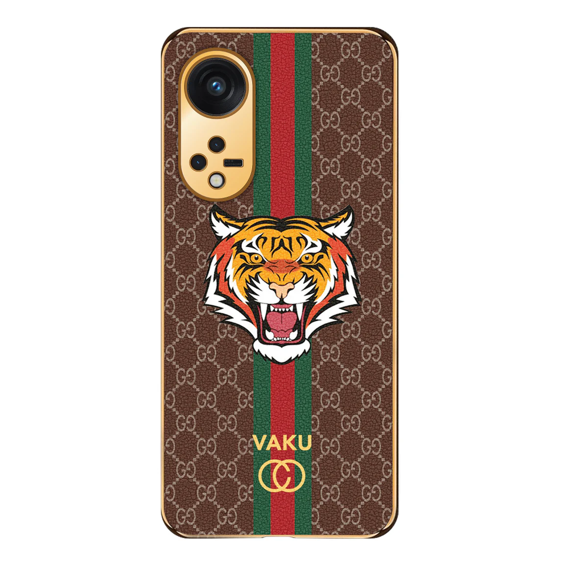Vaku® Oppo Reno8T 5G Lynx Designer Leather Pattern Gold Electroplated Soft TPU Back Cover Case - Image 11
