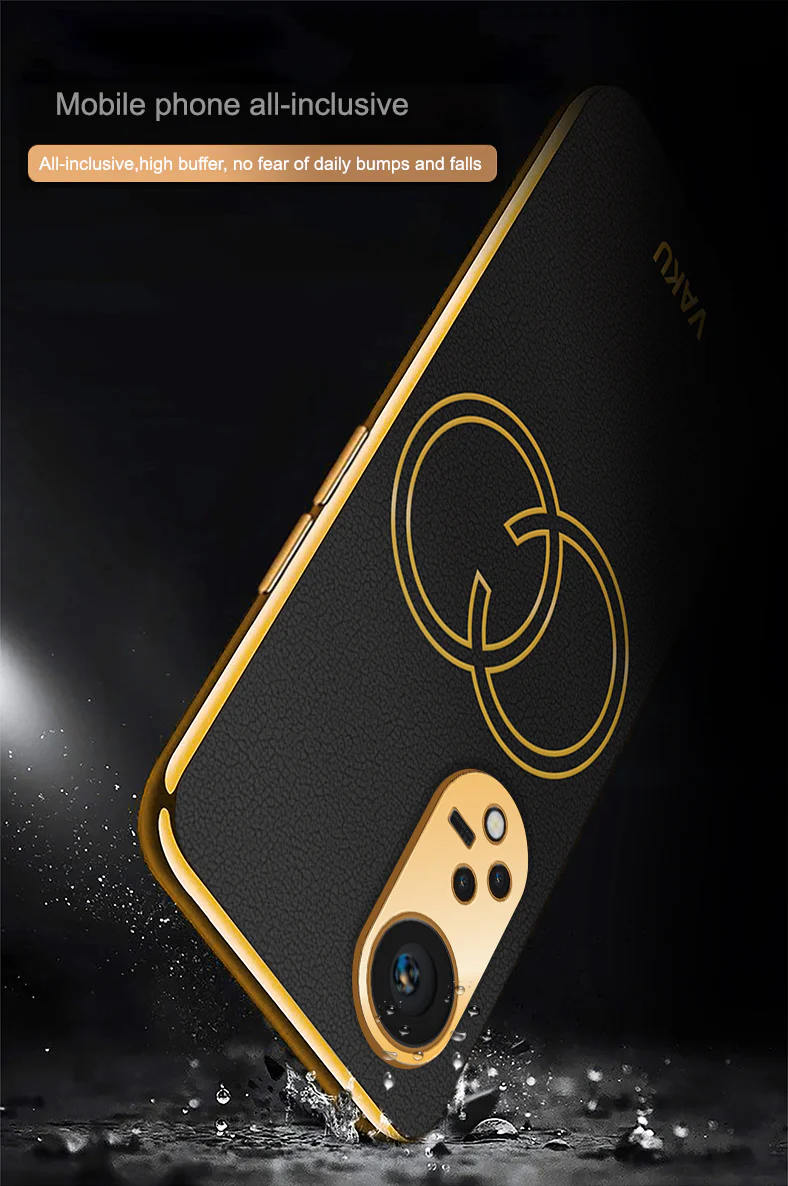 Vaku ® Oppo Reno8T 5G Skylar Series Leather Stitched Gold Electroplated Soft TPU Back Cover - Image 6