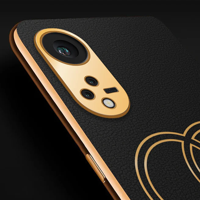 Vaku ® Oppo Reno8T 5G Skylar Series Leather Stitched Gold Electroplated Soft TPU Back Cover - Image 8