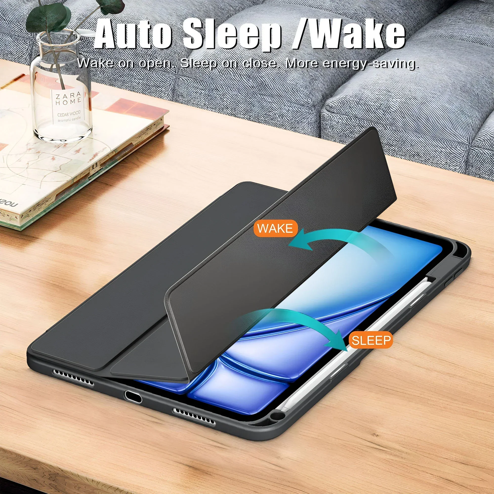 Vaku ® OPTINEX Apple iPad Air 13 inch (M2) Back Flip Stand Transparent Back Cover - Image 5