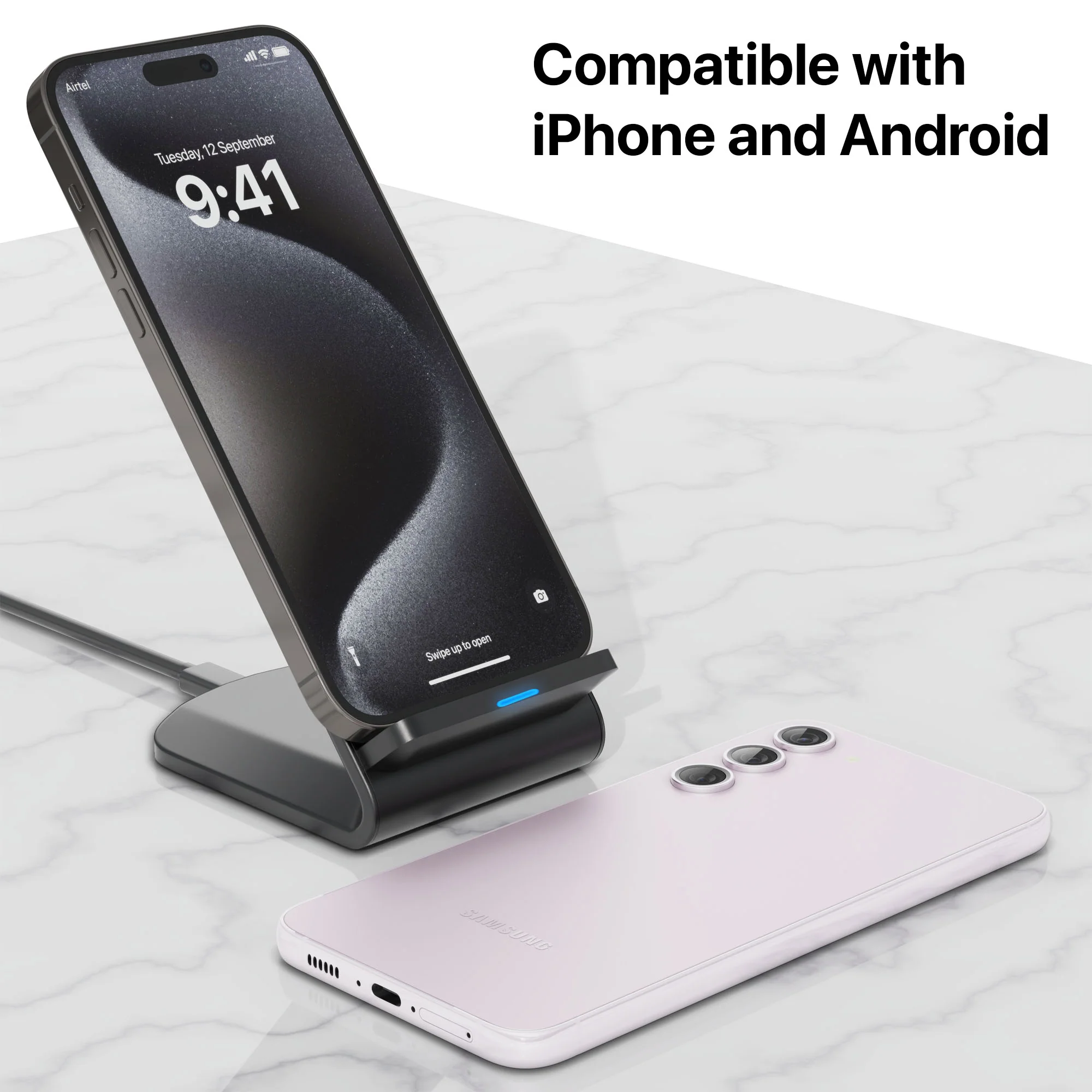 Vaku ® Qi Certified Unity II 15W Fast Charge Wireless Charger Stand Universally Compatible with Qi Enabled - Image 7