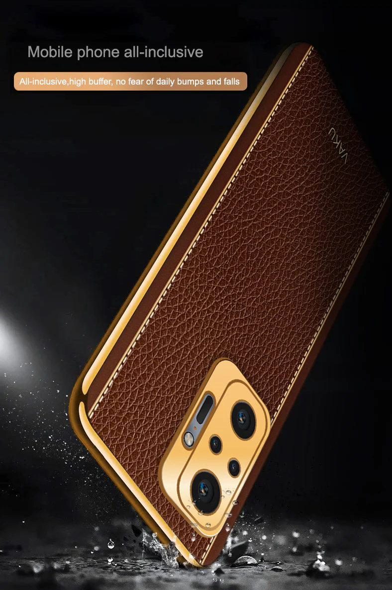 Vaku® Redmi Note 10 Pro Max Luxemberg Leather Stitched Gold Electroplated Soft TPU Back Cover - Image 9