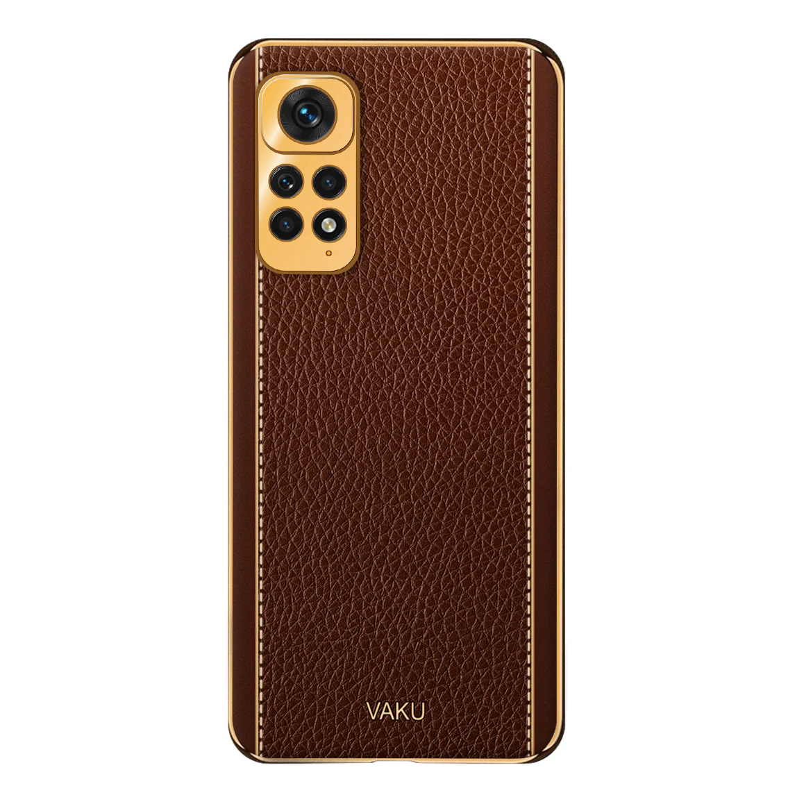 Vaku® Redmi Note 11 Luxemberg Series Leather Stitched Gold Electroplated Soft TPU Back Cover - Image 14
