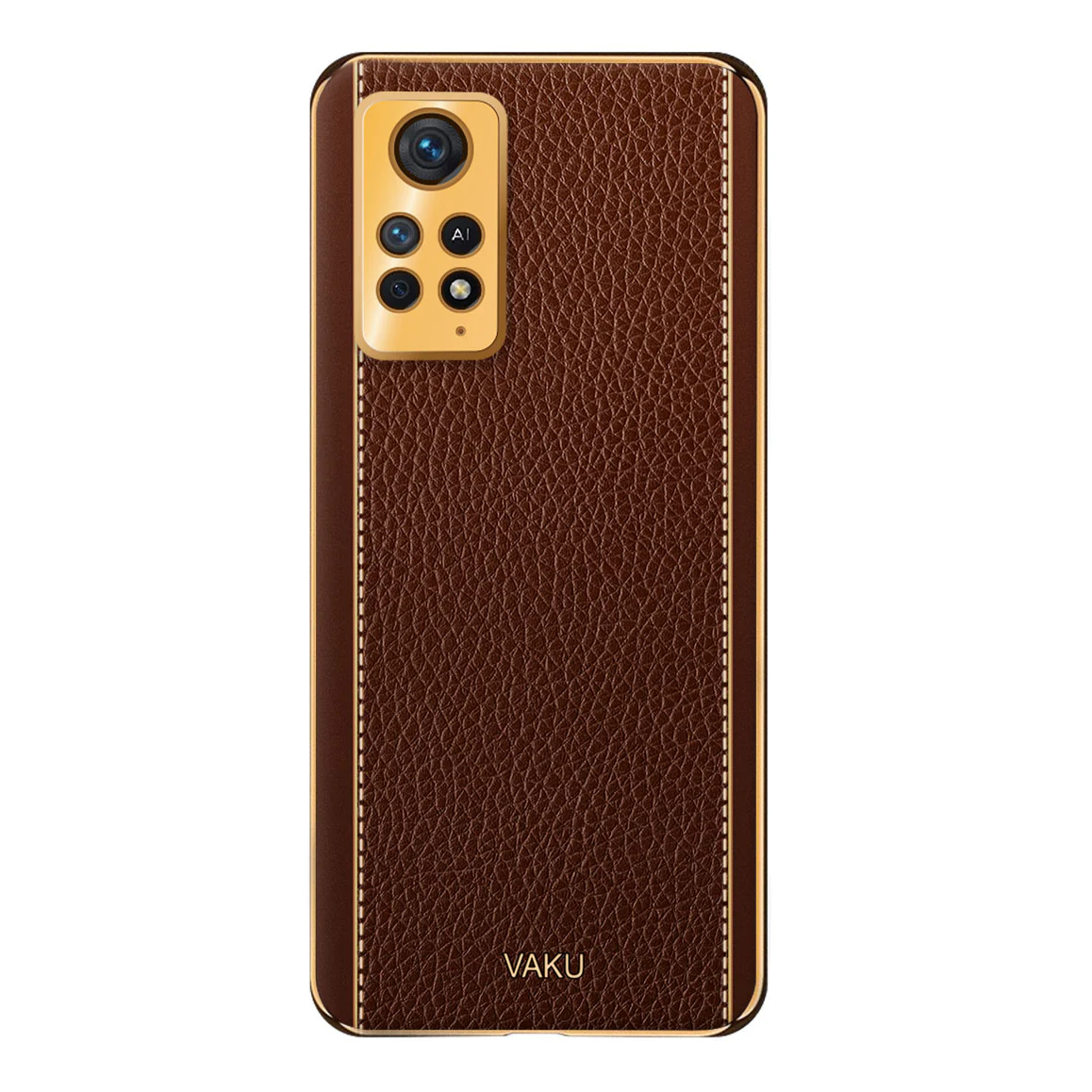 Vaku® Redmi Note 11 Pro Plus 5G Luxemberg Series Leather Stitched Gold Electroplated Soft TPU Back Cover - Image 11