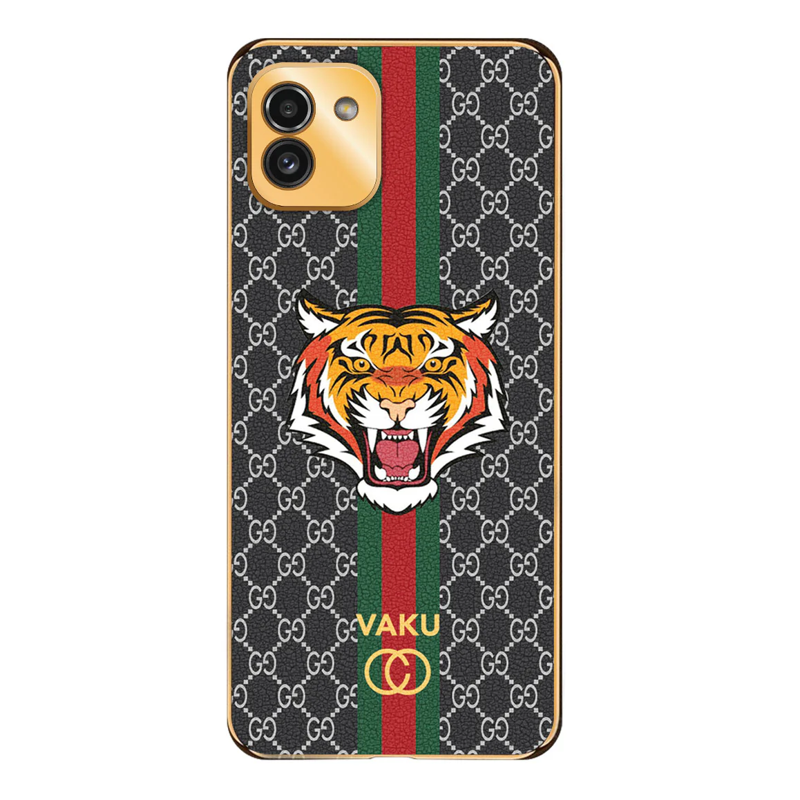 Vaku® Samsung Galaxy A03 Lynx Line Leather Stitched Gold Electroplated Soft TPU Back Cover - Image 15