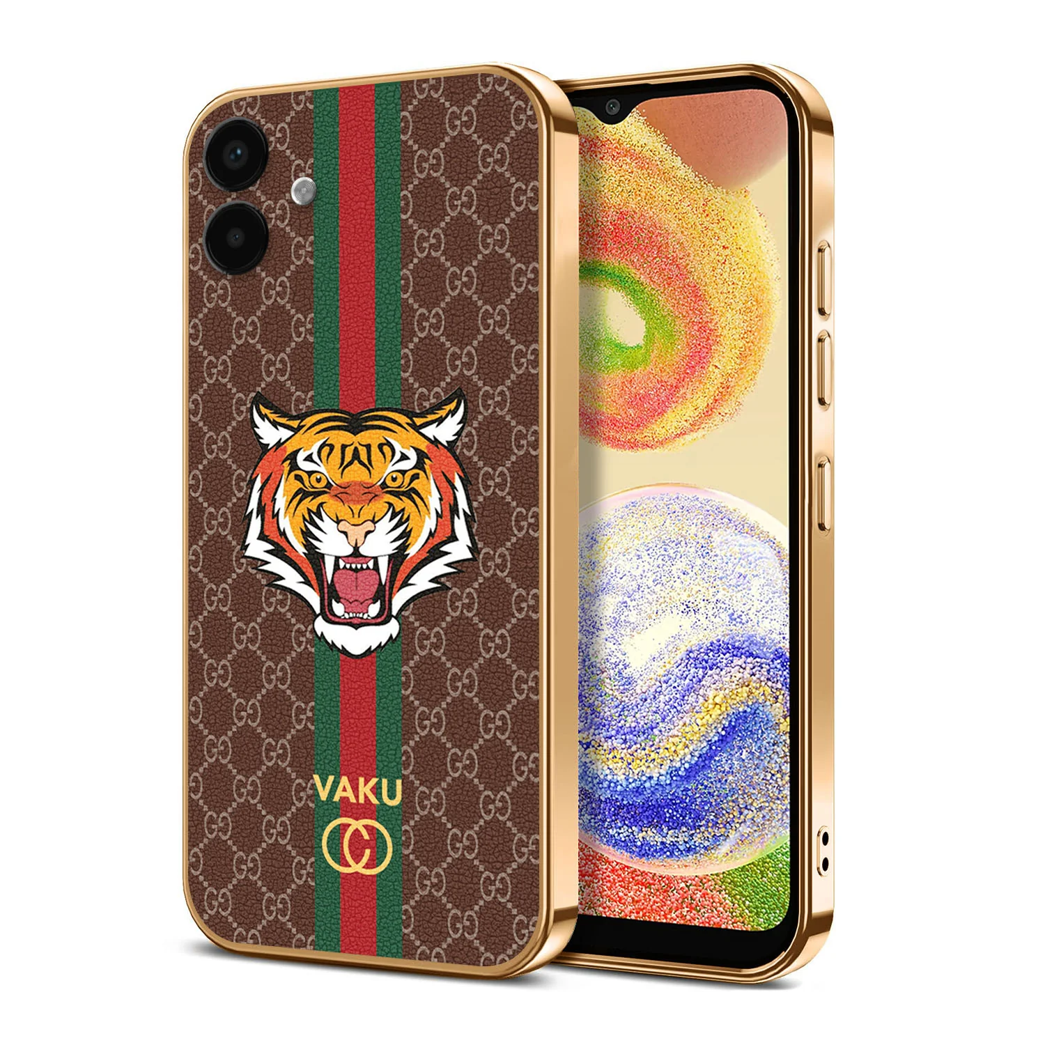 Vaku ® Samsung Galaxy A04 Lynx Line Leather Stitched Gold Electroplated Soft TPU Back Cover Case - Image 14