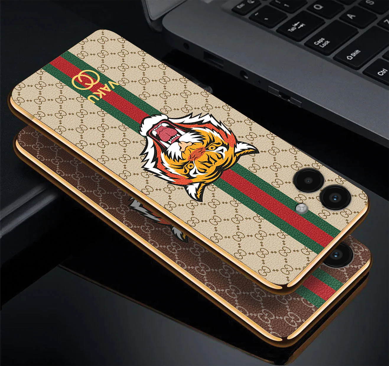 Vaku ® Samsung Galaxy A04 Lynx Line Leather Stitched Gold Electroplated Soft TPU Back Cover Case - Image 3