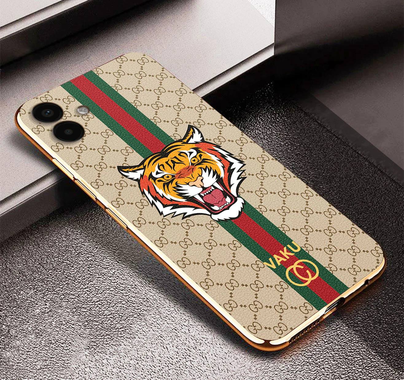Vaku ® Samsung Galaxy A04 Lynx Line Leather Stitched Gold Electroplated Soft TPU Back Cover Case - Image 7