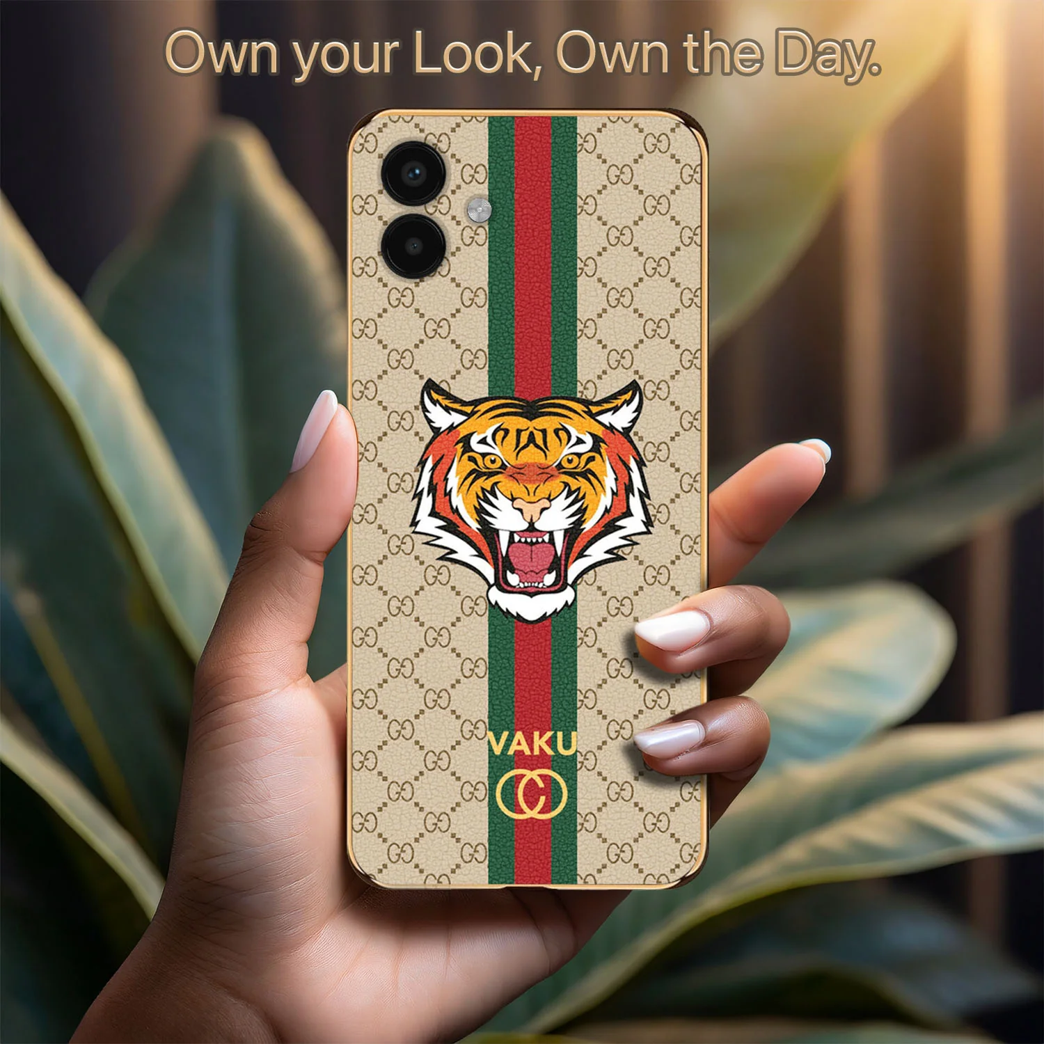 Vaku® Samsung Galaxy A04e Lynx Line Leather Stitched Gold Electroplated Soft TPU Back Cover Case - Image 11