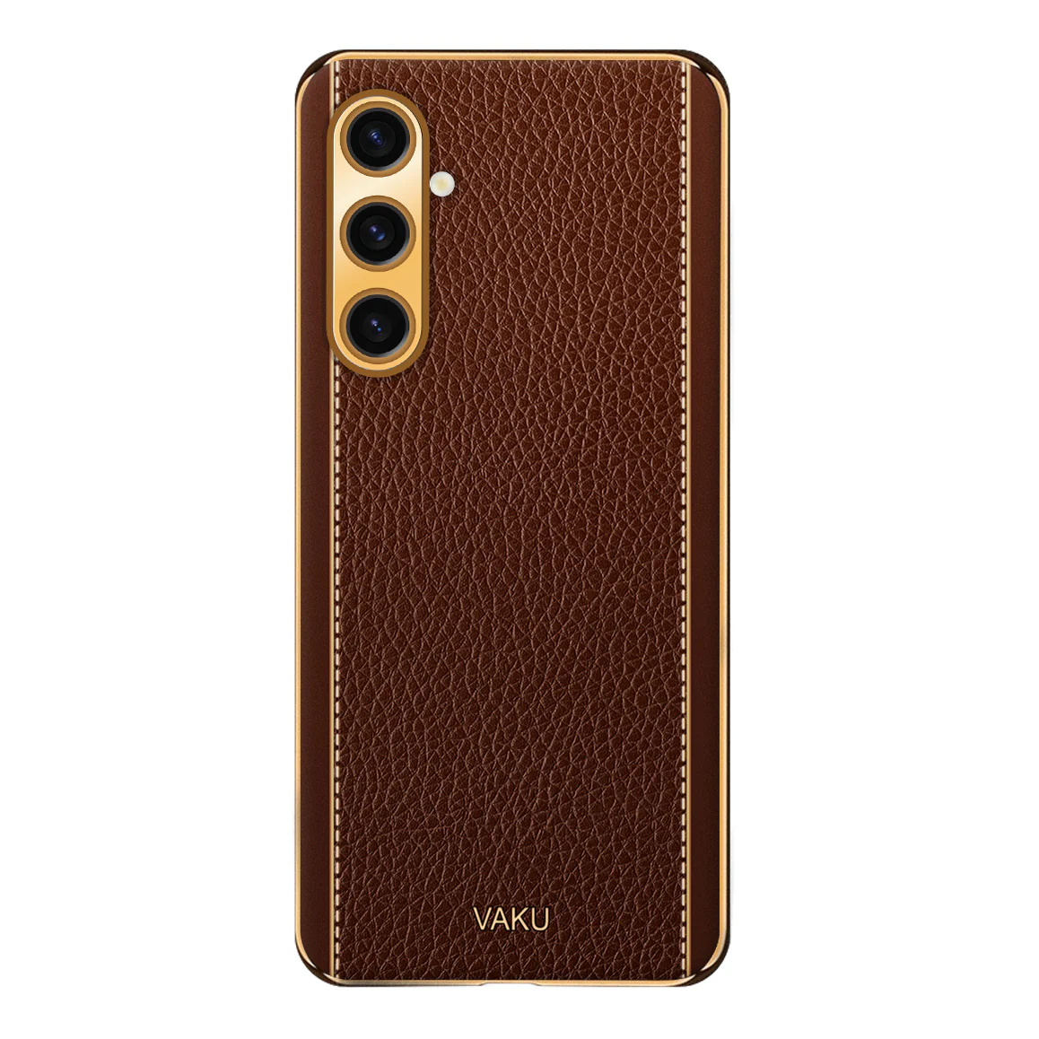Vaku® Samsung Galaxy A04s Luxemberg Series Leather Stitched Gold Electroplated Soft TPU Back Cover - Image 9