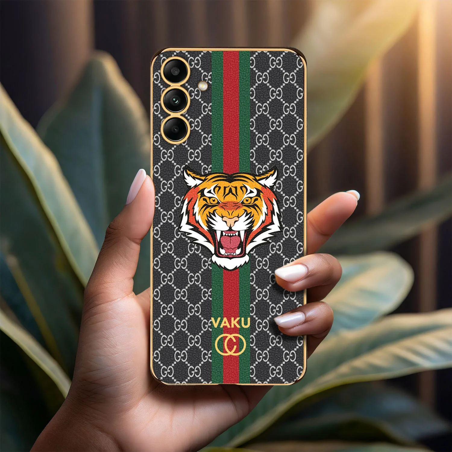 Vaku® Samsung Galaxy A04s Lynx Line Leather Stitched Gold Electroplated Soft TPU Back Cover Case - Image 17