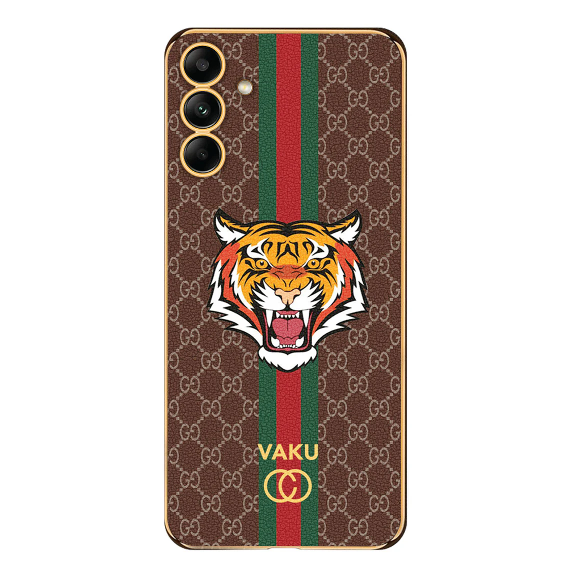 Vaku® Samsung Galaxy A04s Lynx Line Leather Stitched Gold Electroplated Soft TPU Back Cover Case - Image 9