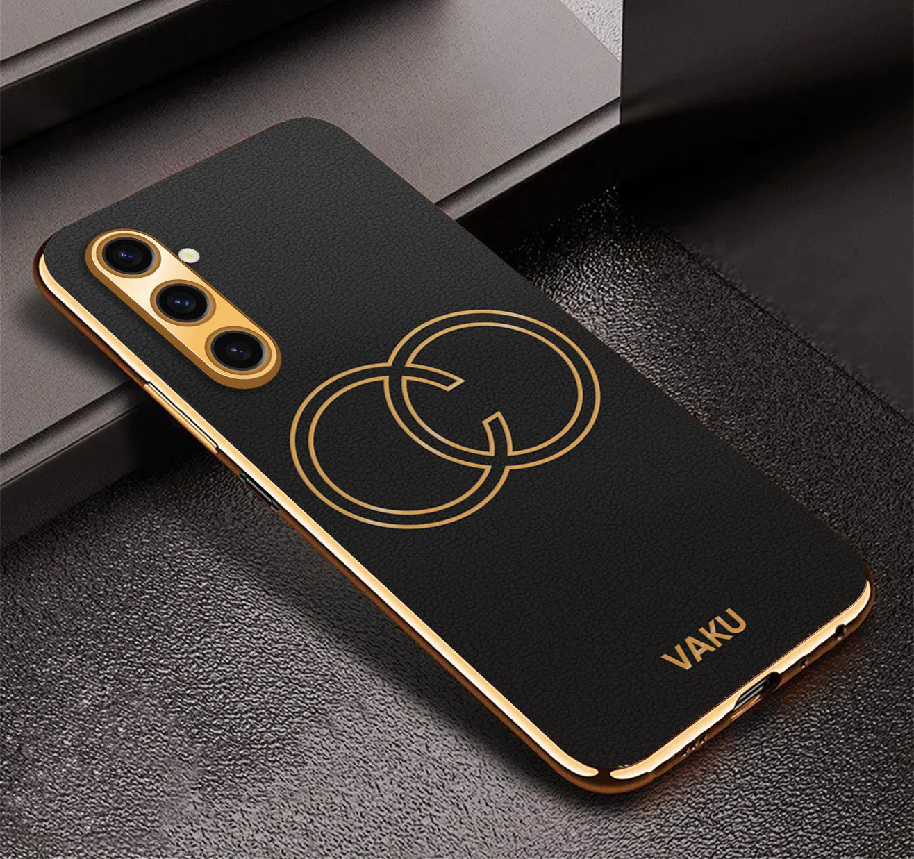 Vaku® Samsung Galaxy A04s Skylar Leather Pattern Gold Electroplated Soft TPU Back Cover - Image 11