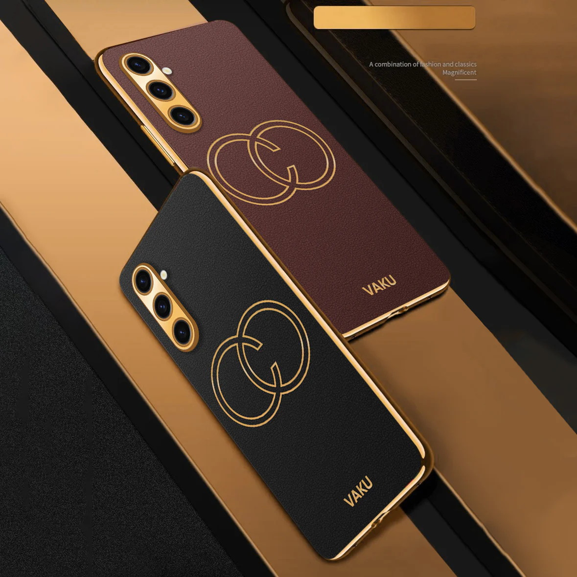 Vaku® Samsung Galaxy A04s Skylar Leather Pattern Gold Electroplated Soft TPU Back Cover - Image 13