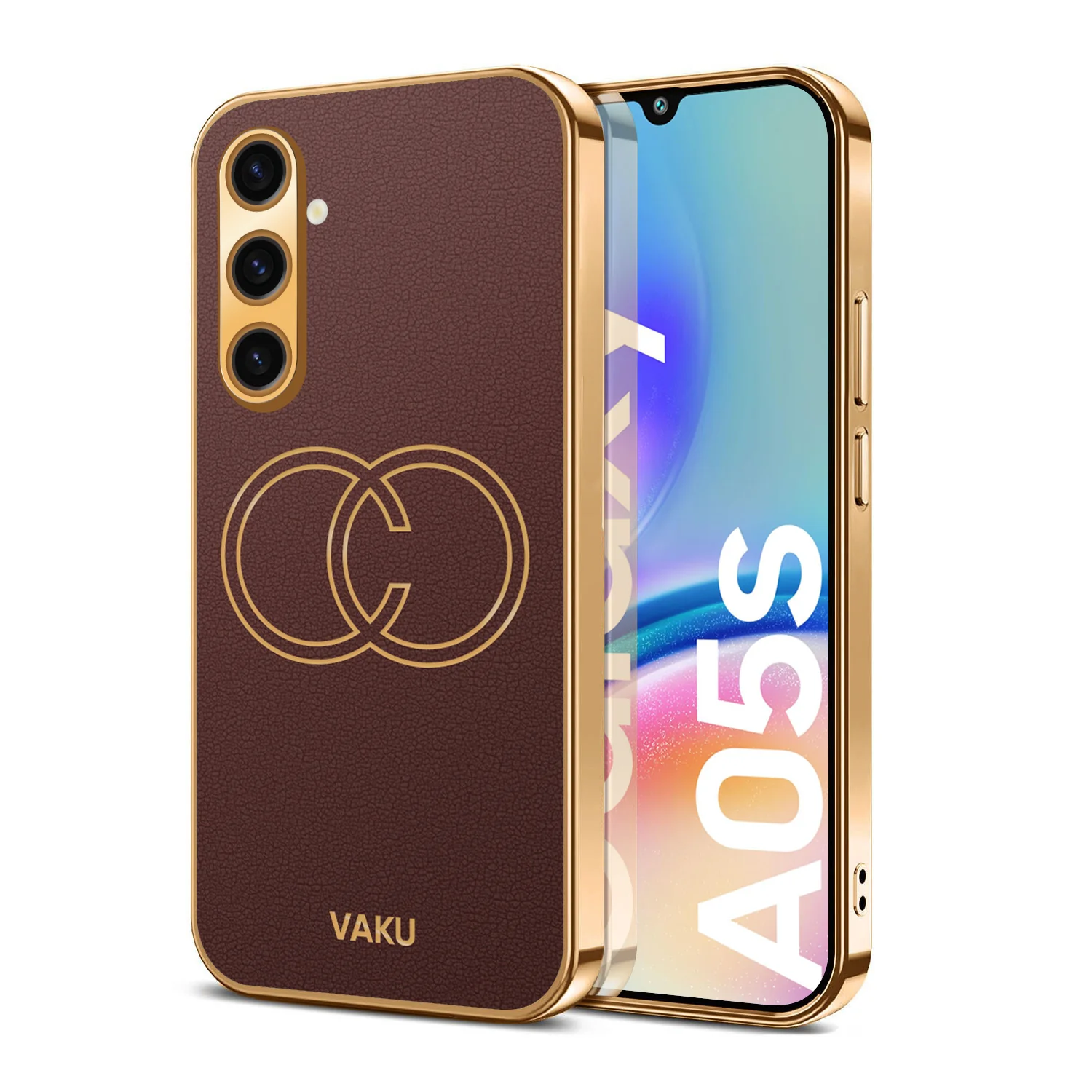 Vaku® Samsung Galaxy A04s Skylar Leather Pattern Gold Electroplated Soft TPU Back Cover - Image 14