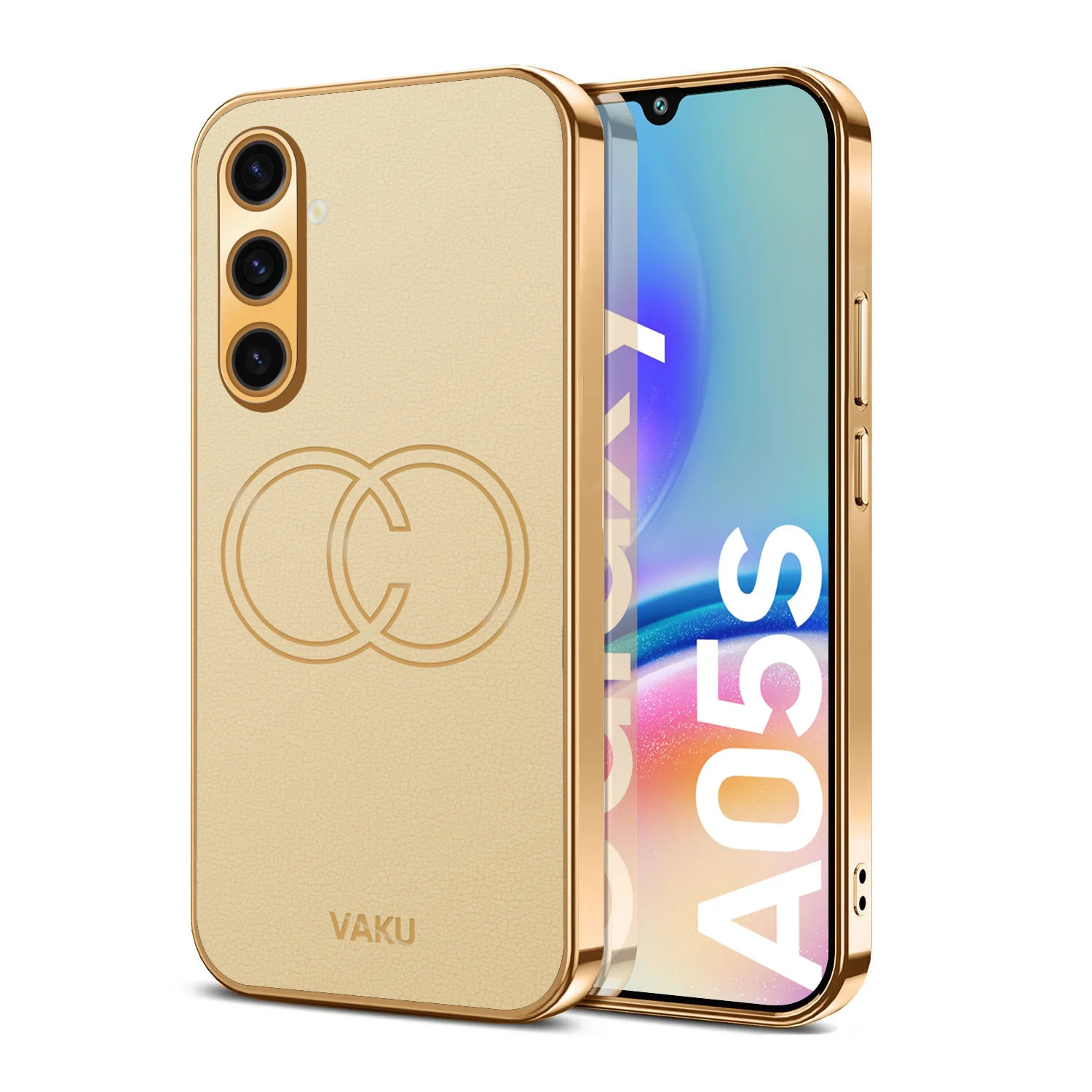 Vaku® Samsung Galaxy A04s Skylar Leather Pattern Gold Electroplated Soft TPU Back Cover - Image 15
