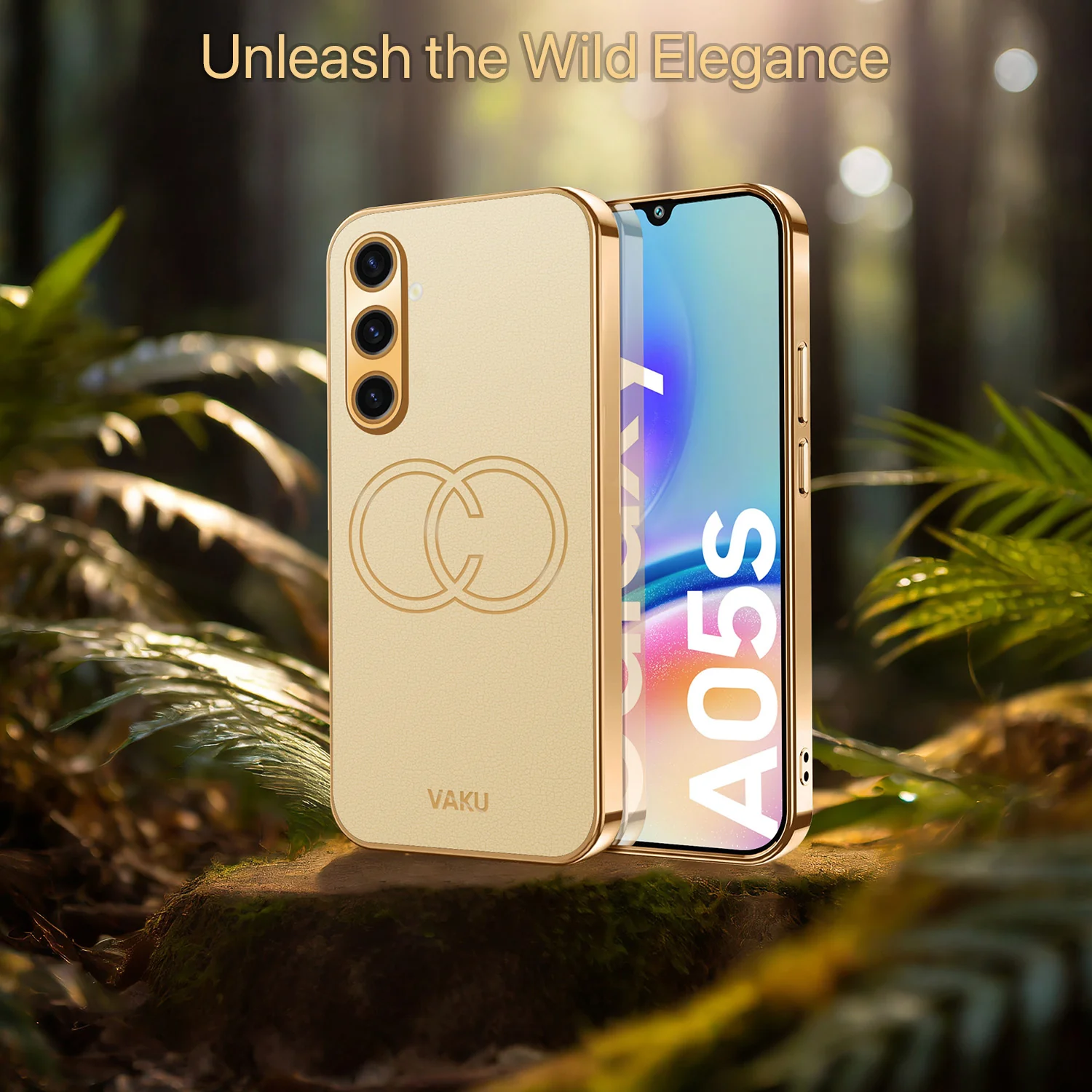 Vaku® Samsung Galaxy A04s Skylar Leather Pattern Gold Electroplated Soft TPU Back Cover - Image 16