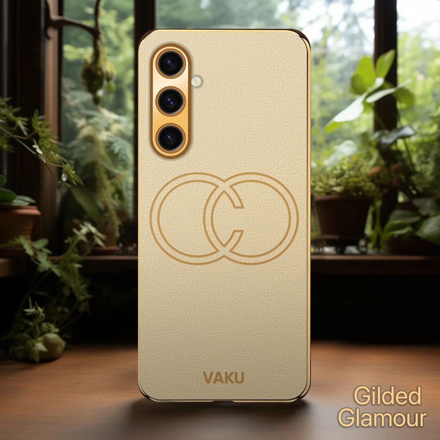 Vaku® Samsung Galaxy A04s Skylar Leather Pattern Gold Electroplated Soft TPU Back Cover - Image 17